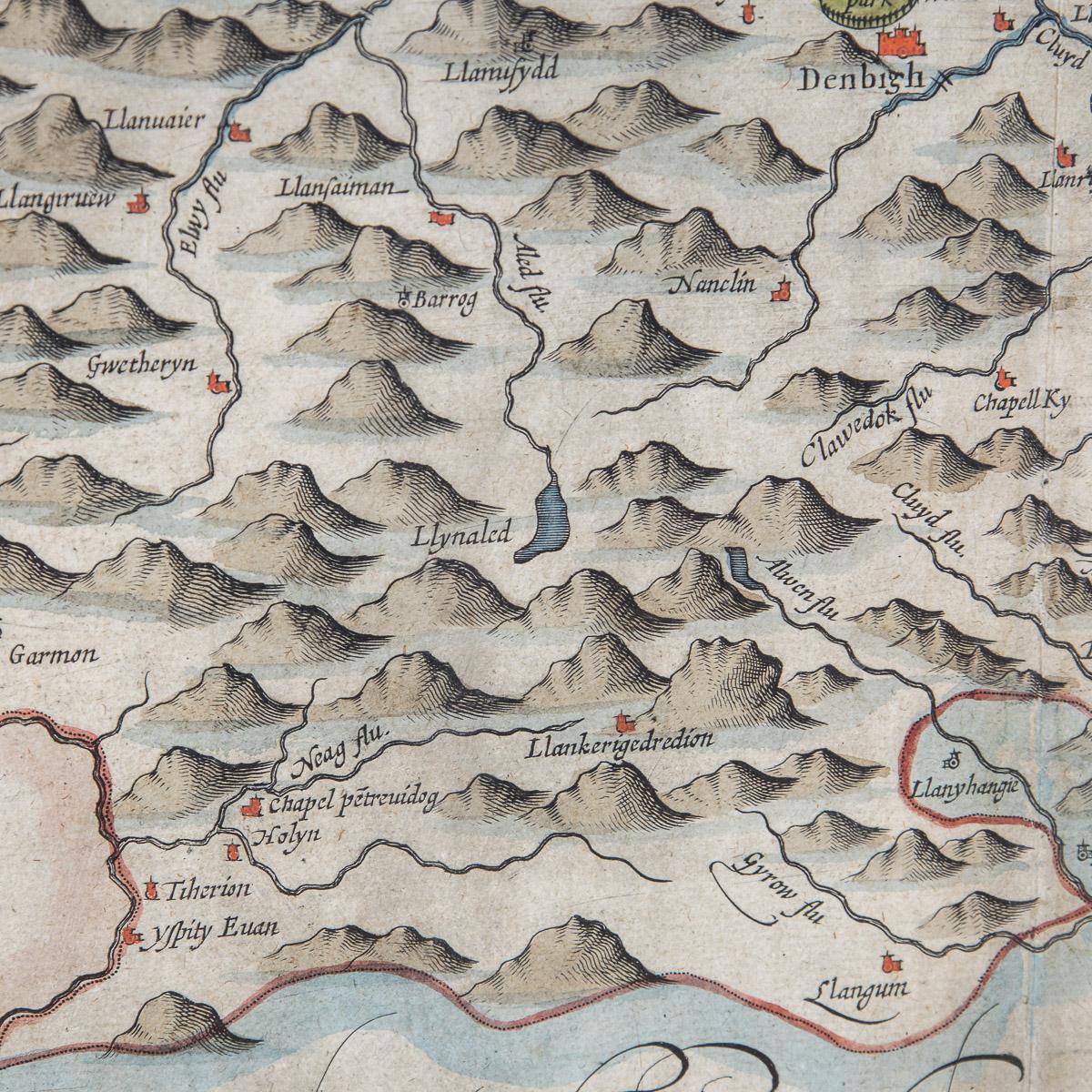 17th Century John Speed Map of Denbighshire, c.1610 For Sale 5
