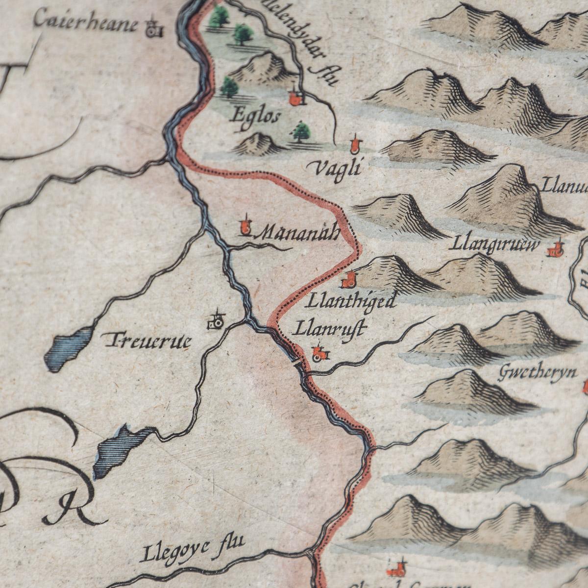 17th Century John Speed Map of Denbighshire, c.1610 For Sale 6