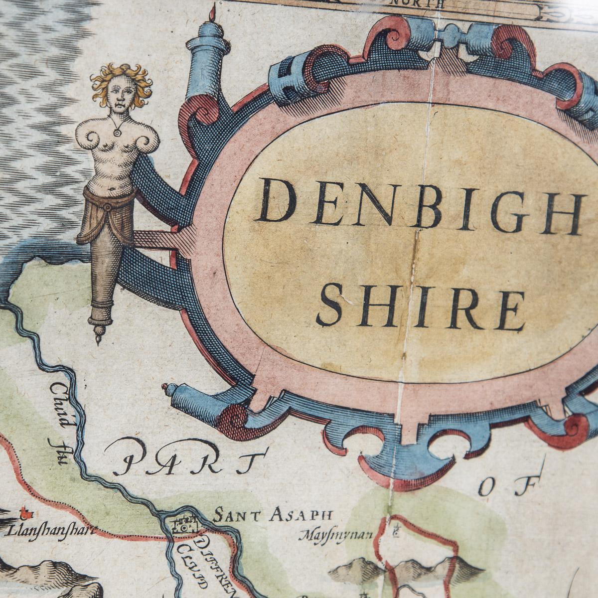 17th Century John Speed Map of Denbighshire, c.1610 For Sale 7