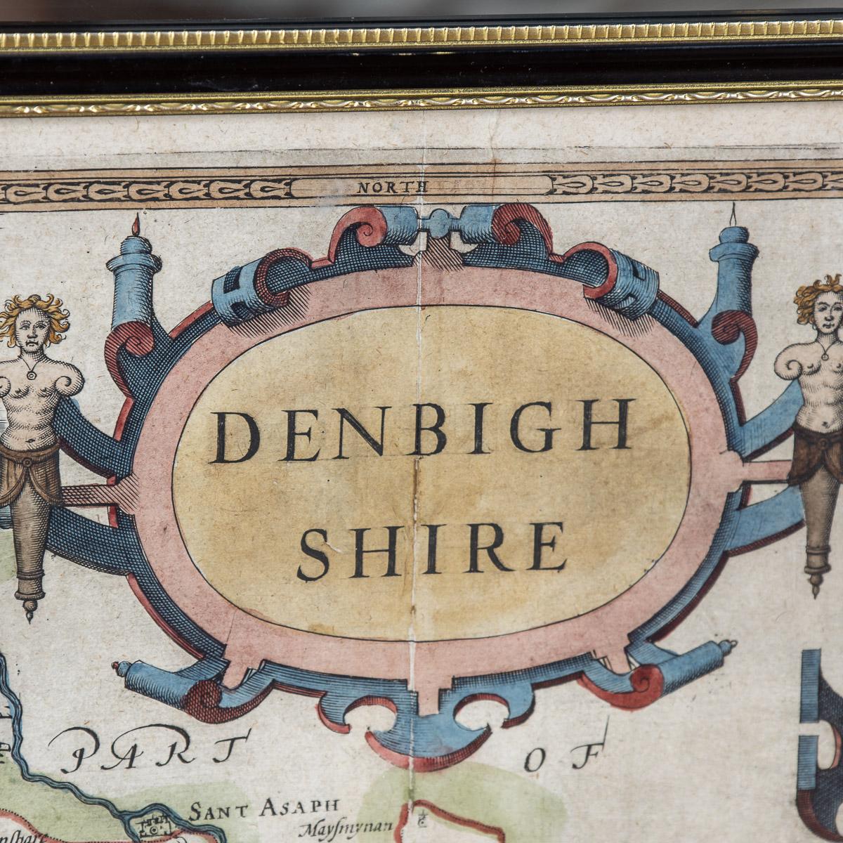 Britannique Carte de John Speed du 17ème siècle du Denbighshire, vers 1610 en vente