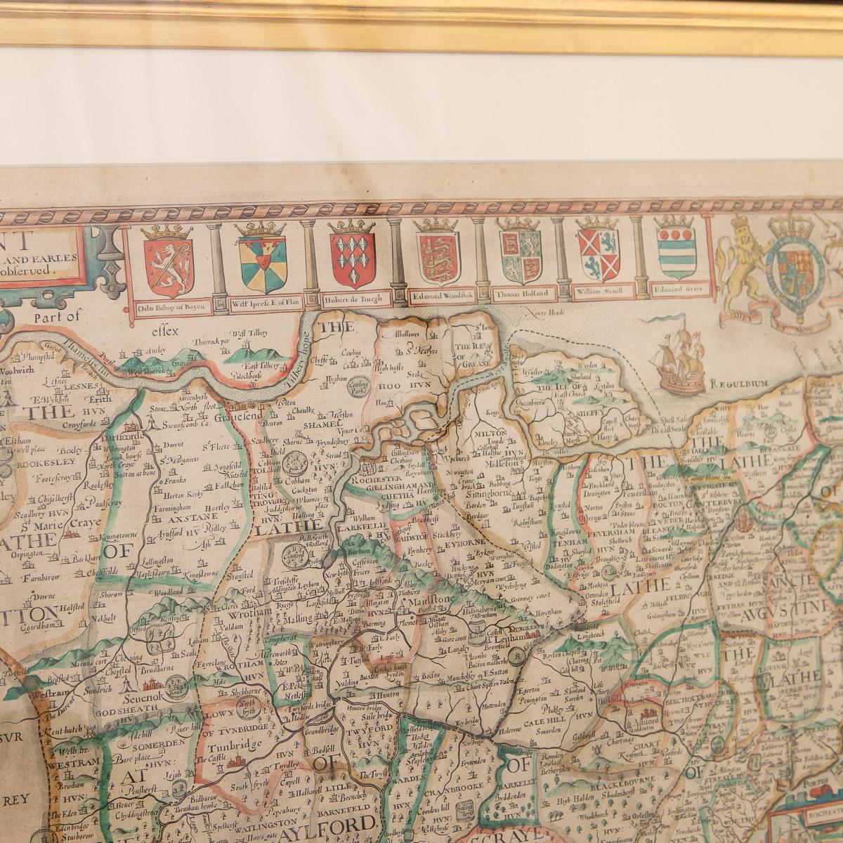 17th Century John Speed Map of Kent with Her Cities & Earles Described, C.1676 For Sale 10