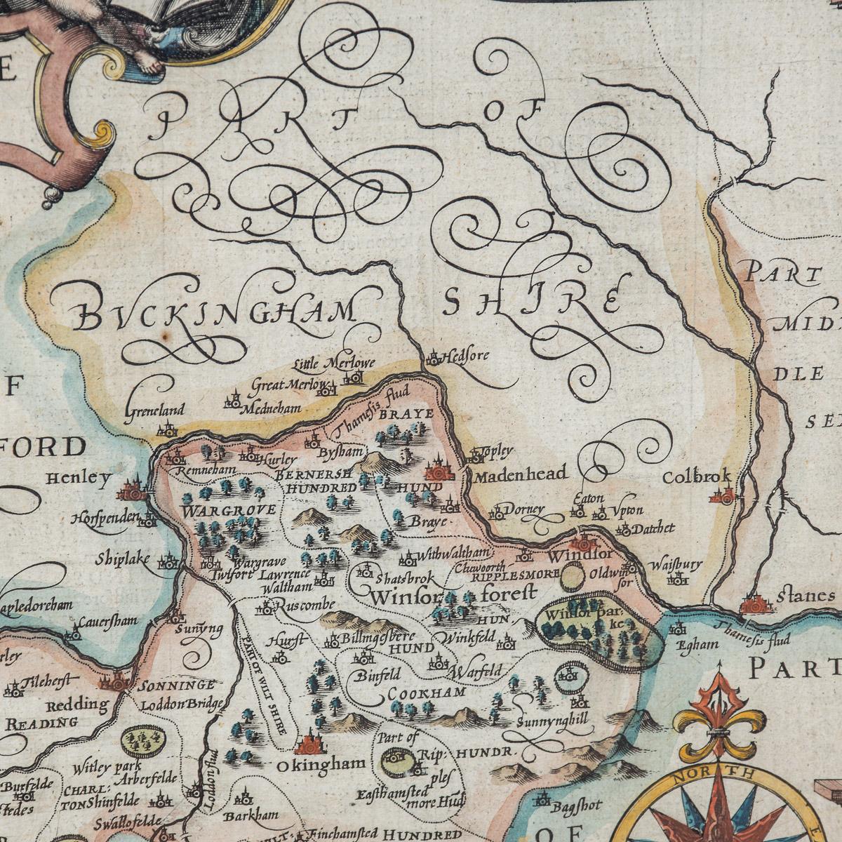 17th Century John Speed Map of the Barkshire Described, c.1616 For Sale 4