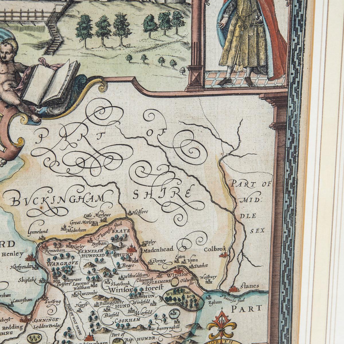 John Speed Karte von Barkshire aus dem 17. Jahrhundert, beschrieben um 1616 (Papier) im Angebot