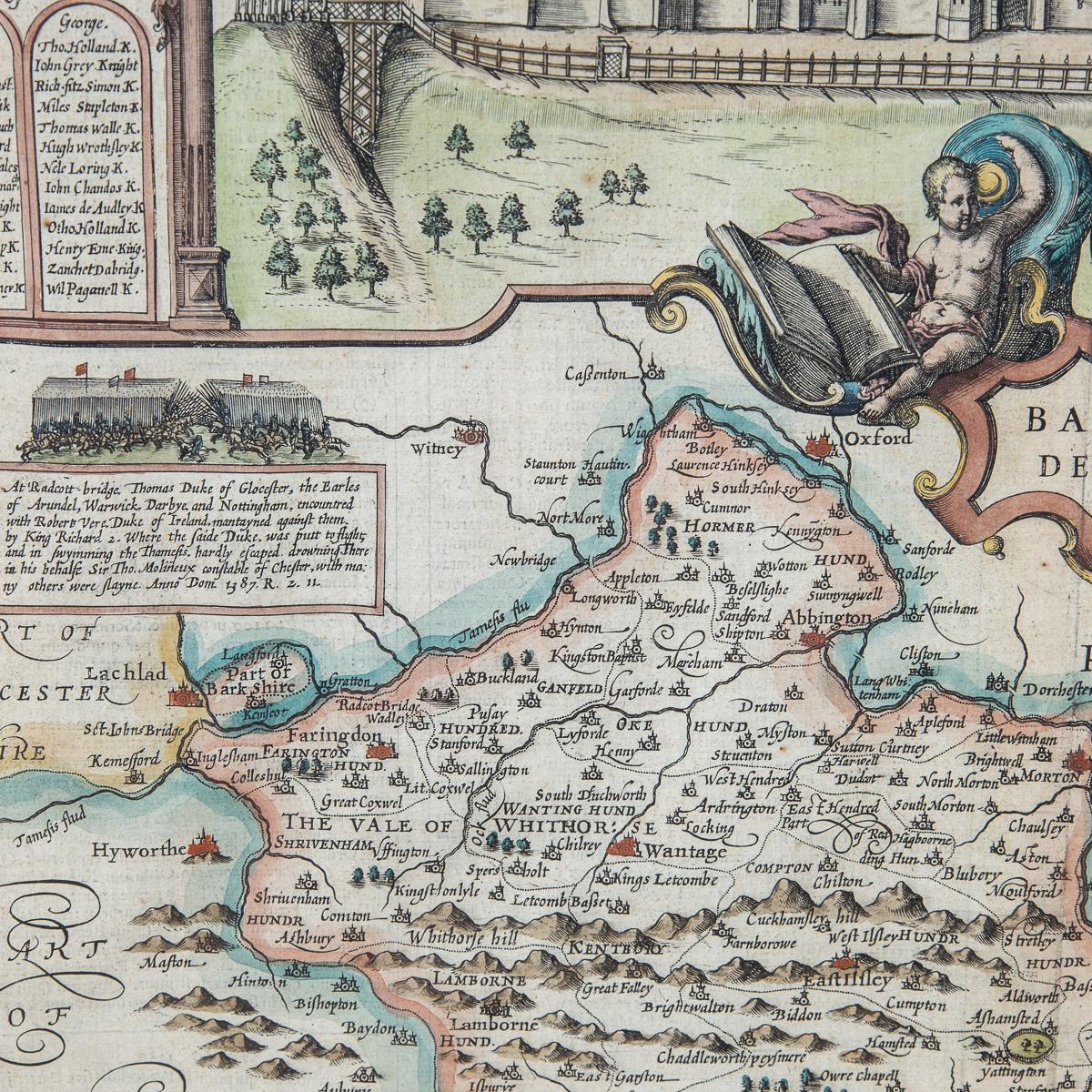 Paper 17th Century John Speed Map of the Barkshire Described, c.1616 For Sale