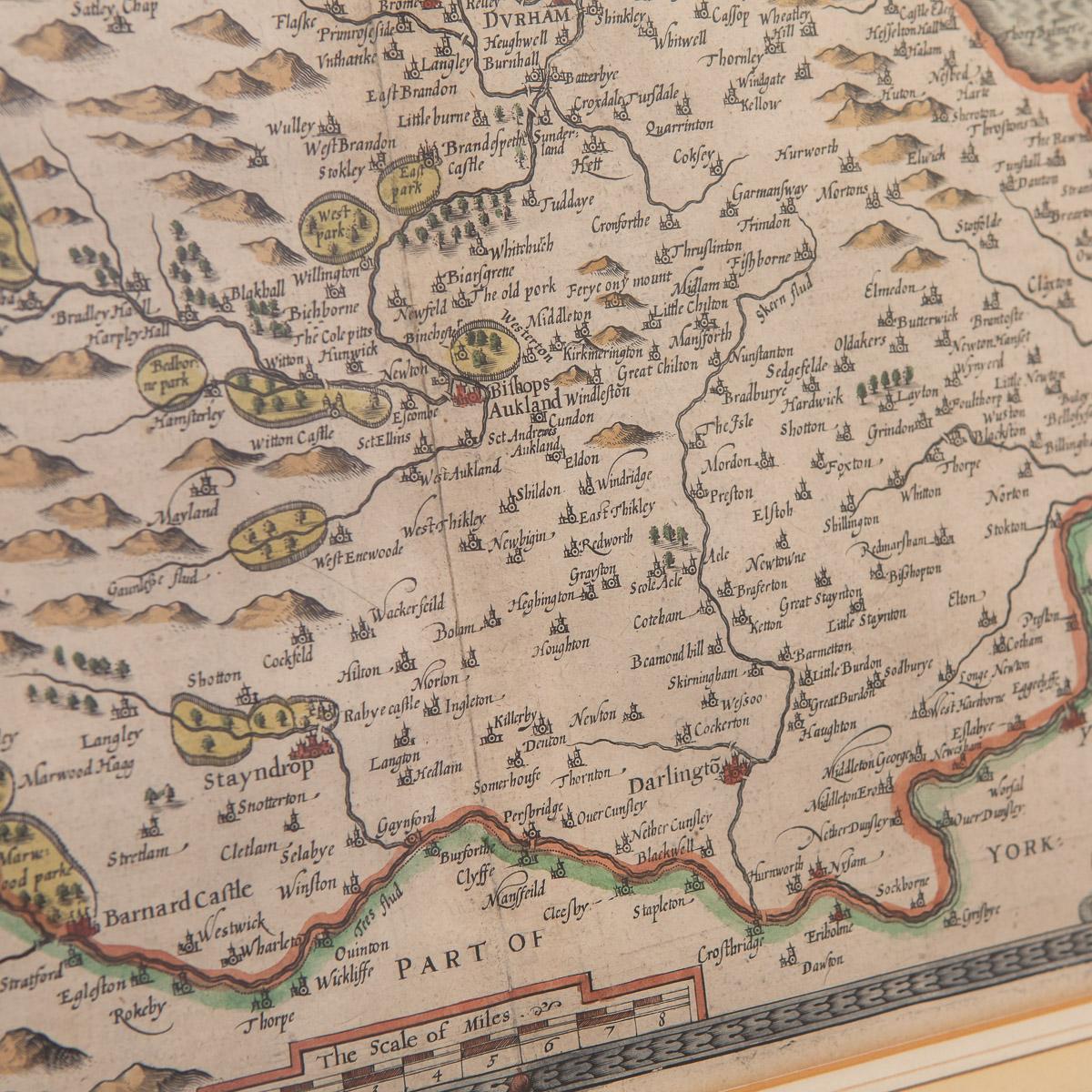 17th Century John Speed Map Of The Bishoprick & Citie Of Durham, c.1611 6