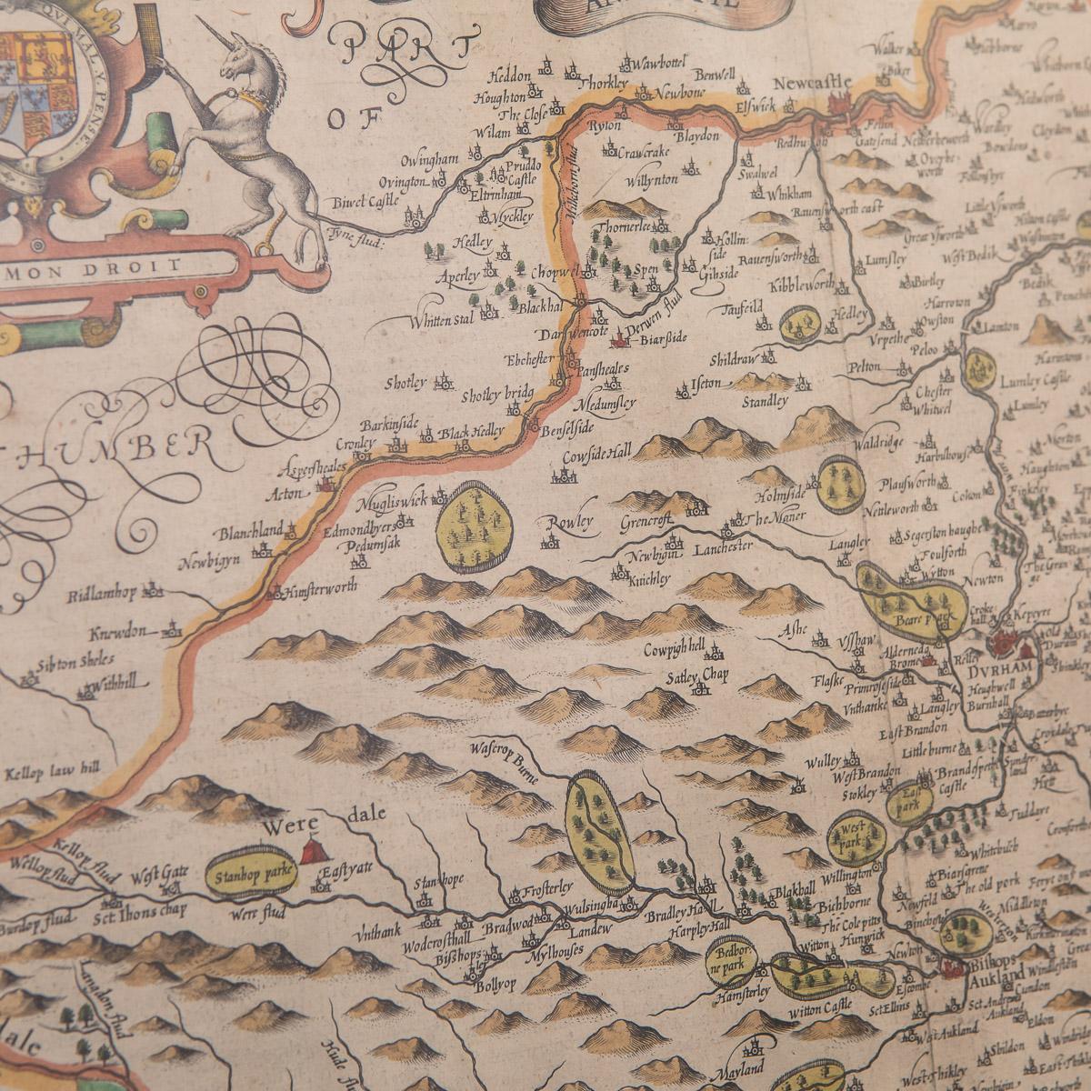 17th Century John Speed Map Of The Bishoprick & Citie Of Durham, c.1611 7