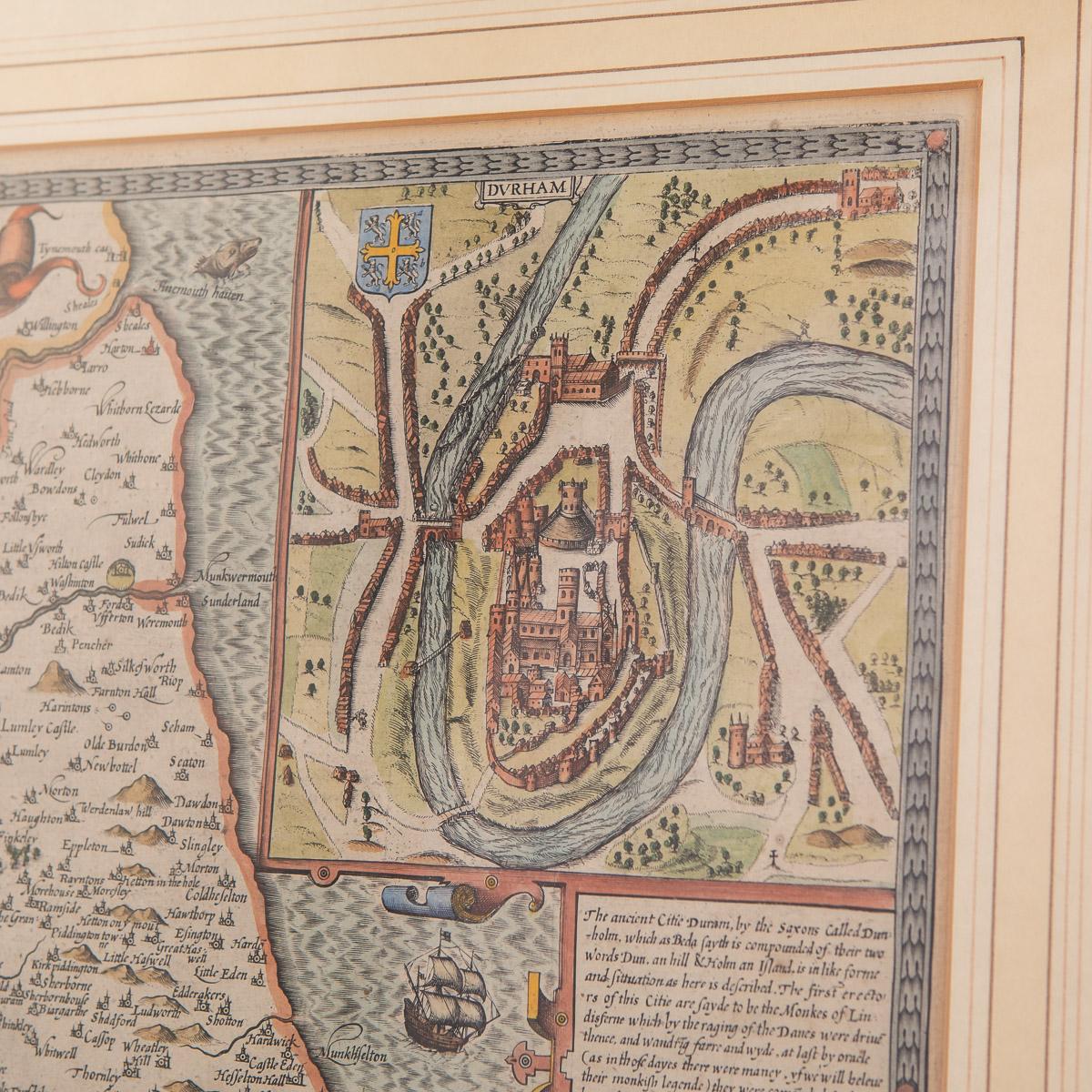 17th Century John Speed Map Of The Bishoprick & Citie Of Durham, c.1611 In Good Condition In Royal Tunbridge Wells, Kent