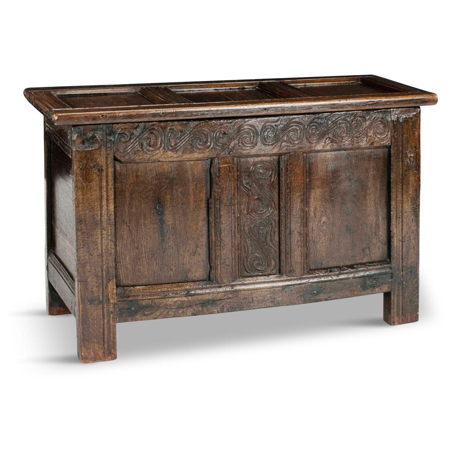 17th Century Joined Oak Coffer For Sale 1