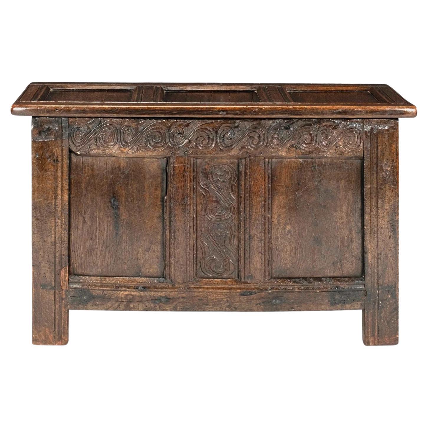 17th Century Joined Oak Coffer For Sale
