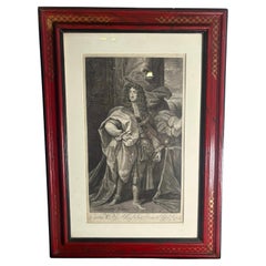 Tableau encadré du 17e siècle du roi Charles II d'Angleterre