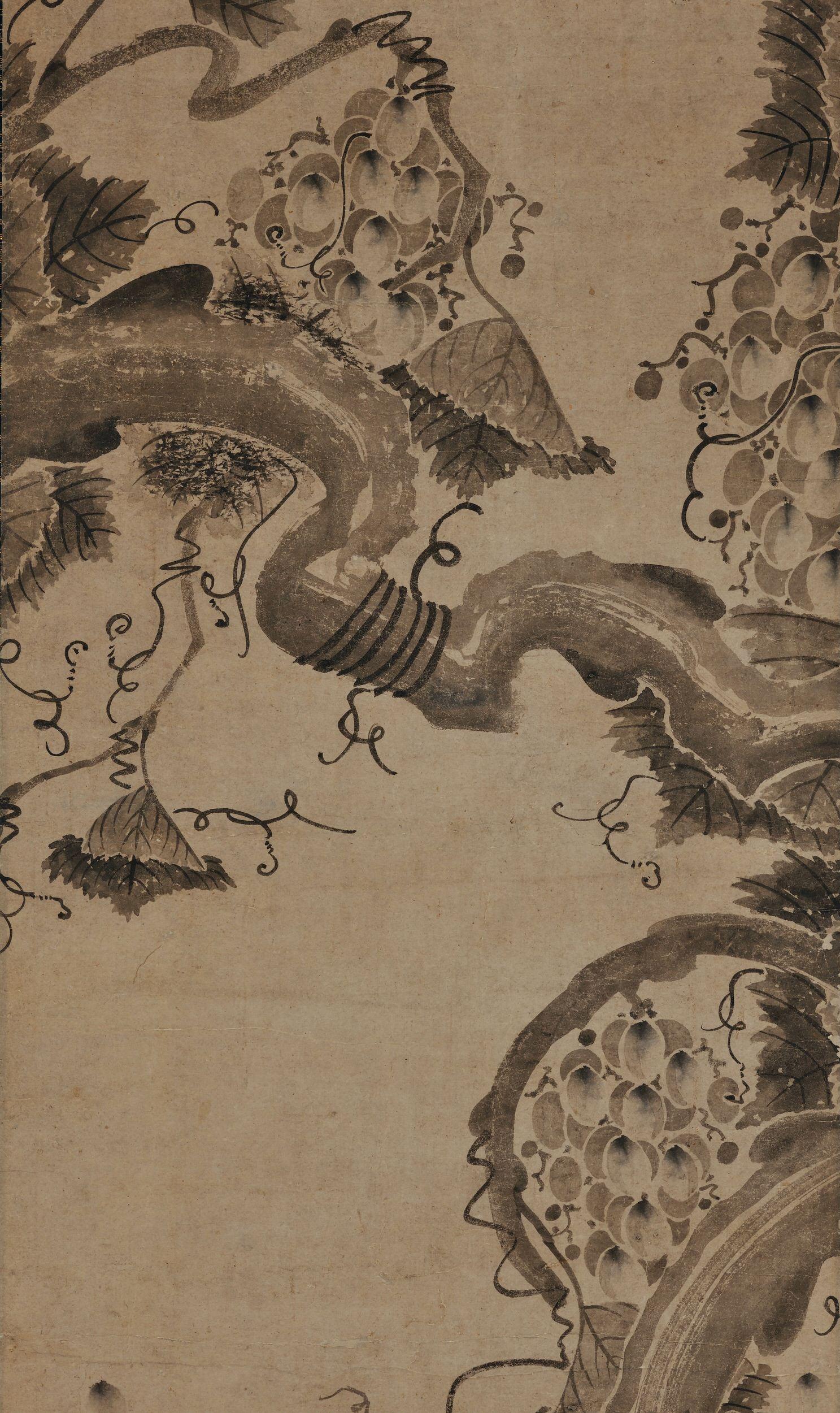 Autre Peinture coréenne du 17ème siècle représentant des vignes et des écureuils, période Joseon en vente