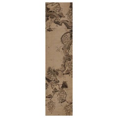 17th Century Korean Grapevine and Squirrel Scroll Painting, Mid Joseon Period