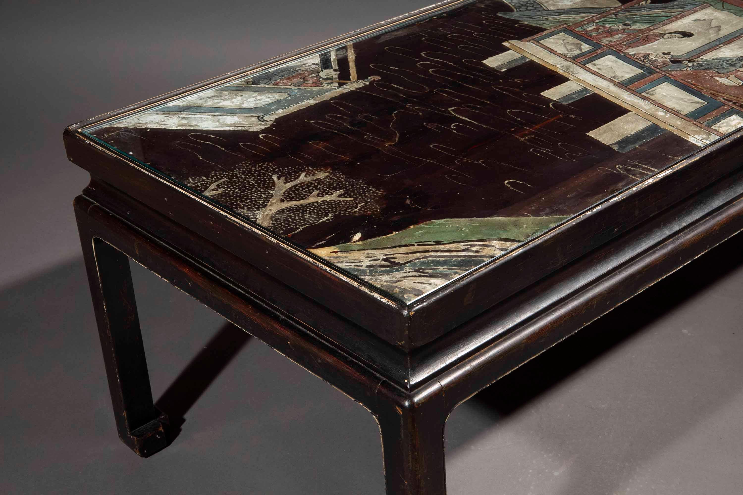 Laque Table basse à panneaux en laque du 17e siècle en vente