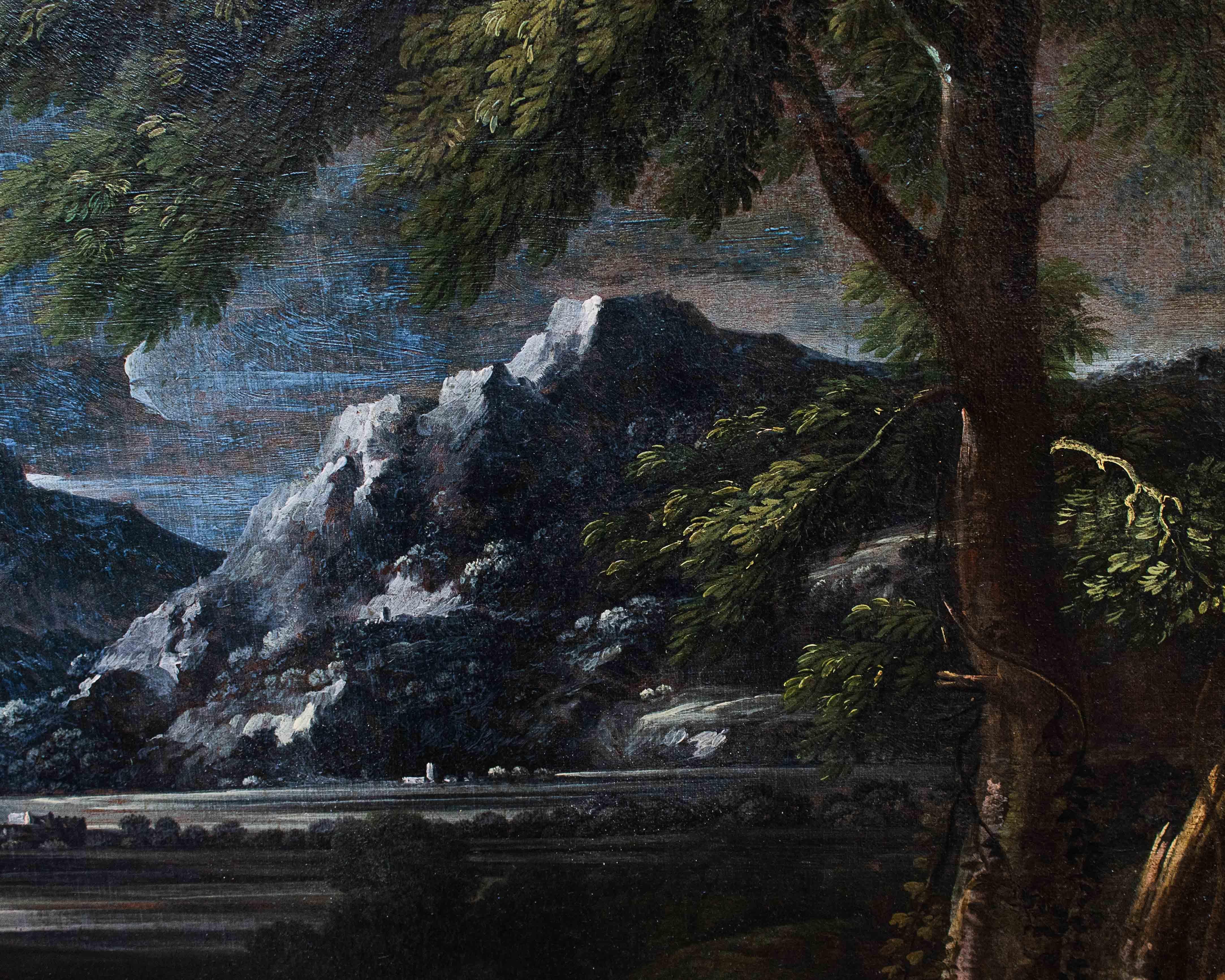 17th Century Landscape Painting Oil on Canvas by Crescenzio Onofri 7