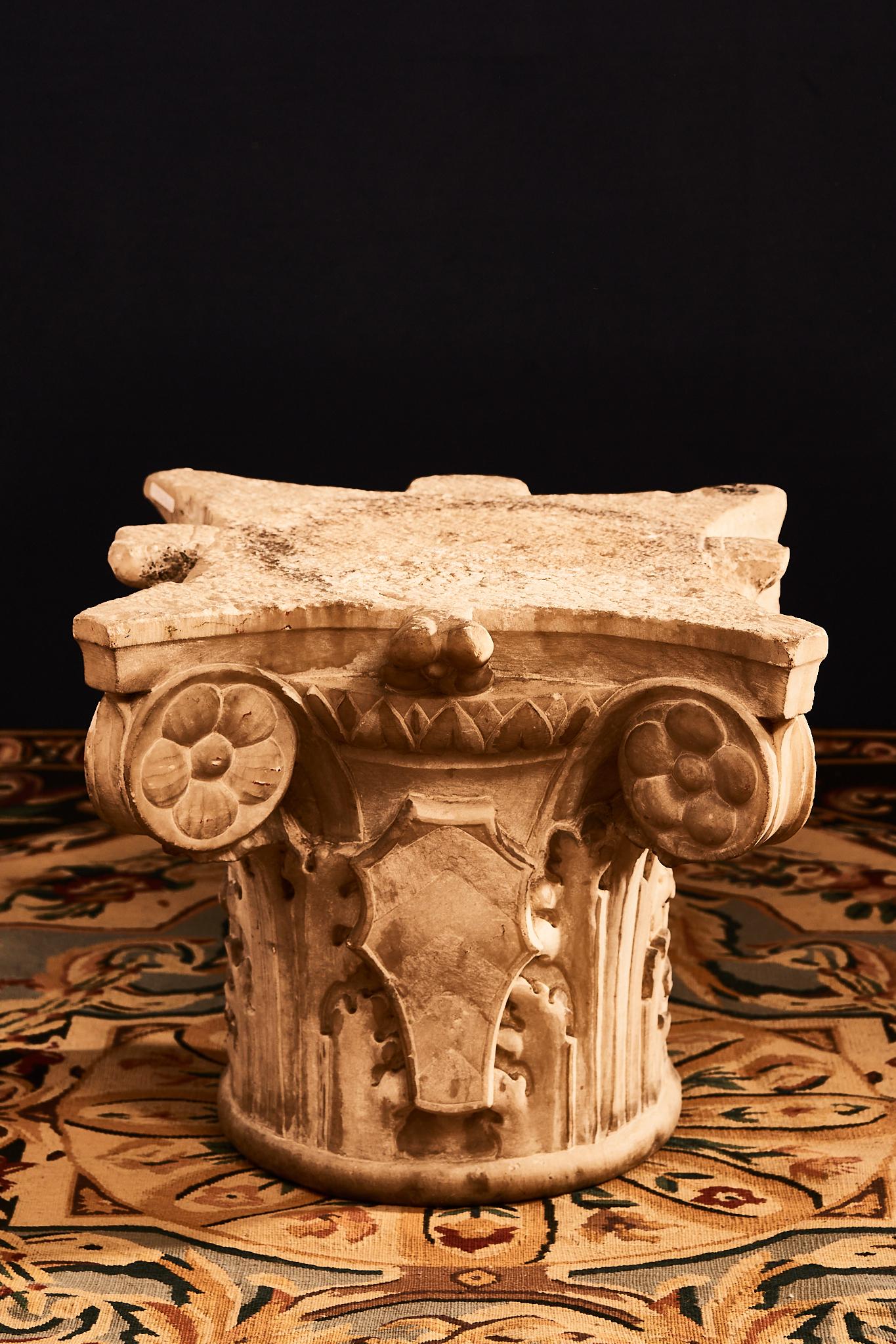 18th Century and Earlier 16th Century - Large carved white marble capital   For Sale