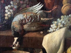 17th Century Large Dutch Painting Still Life with Fruit and Game, Oil on Canvas