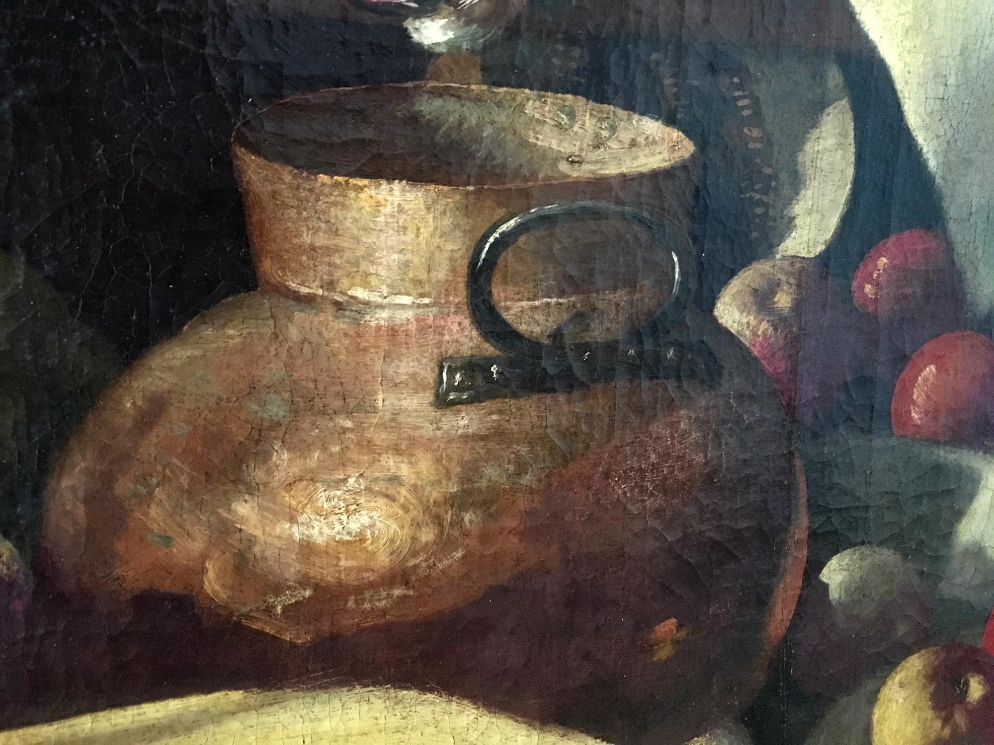 Großes niederländisches Stillleben des 17. Jahrhunderts mit Obst und Wild, Öl auf Leinwand (Barock) im Angebot