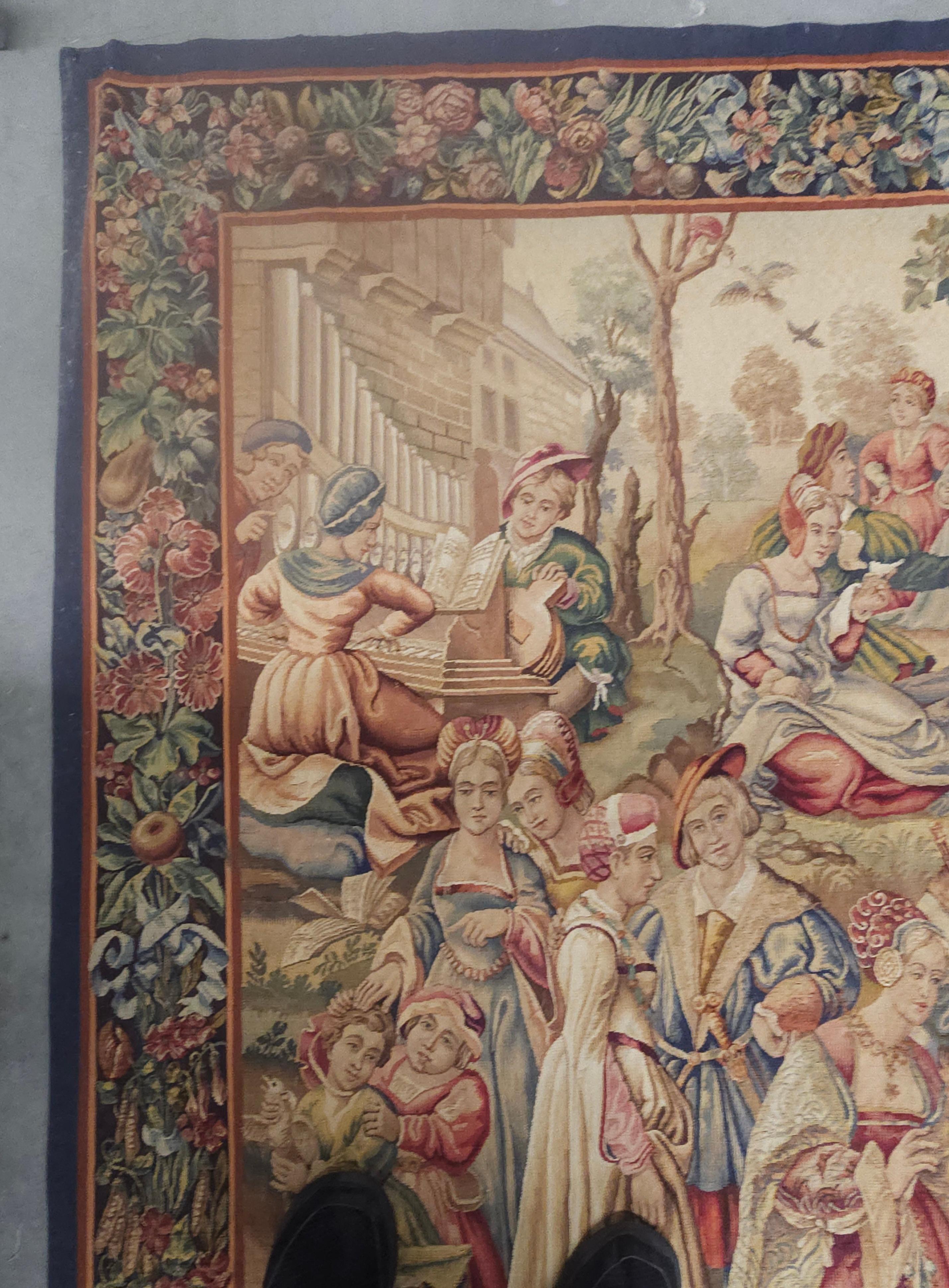 Hand-Woven 17th Century Large Flemish Tapestry with Multiple Baroque Royalty Scenes For Sale