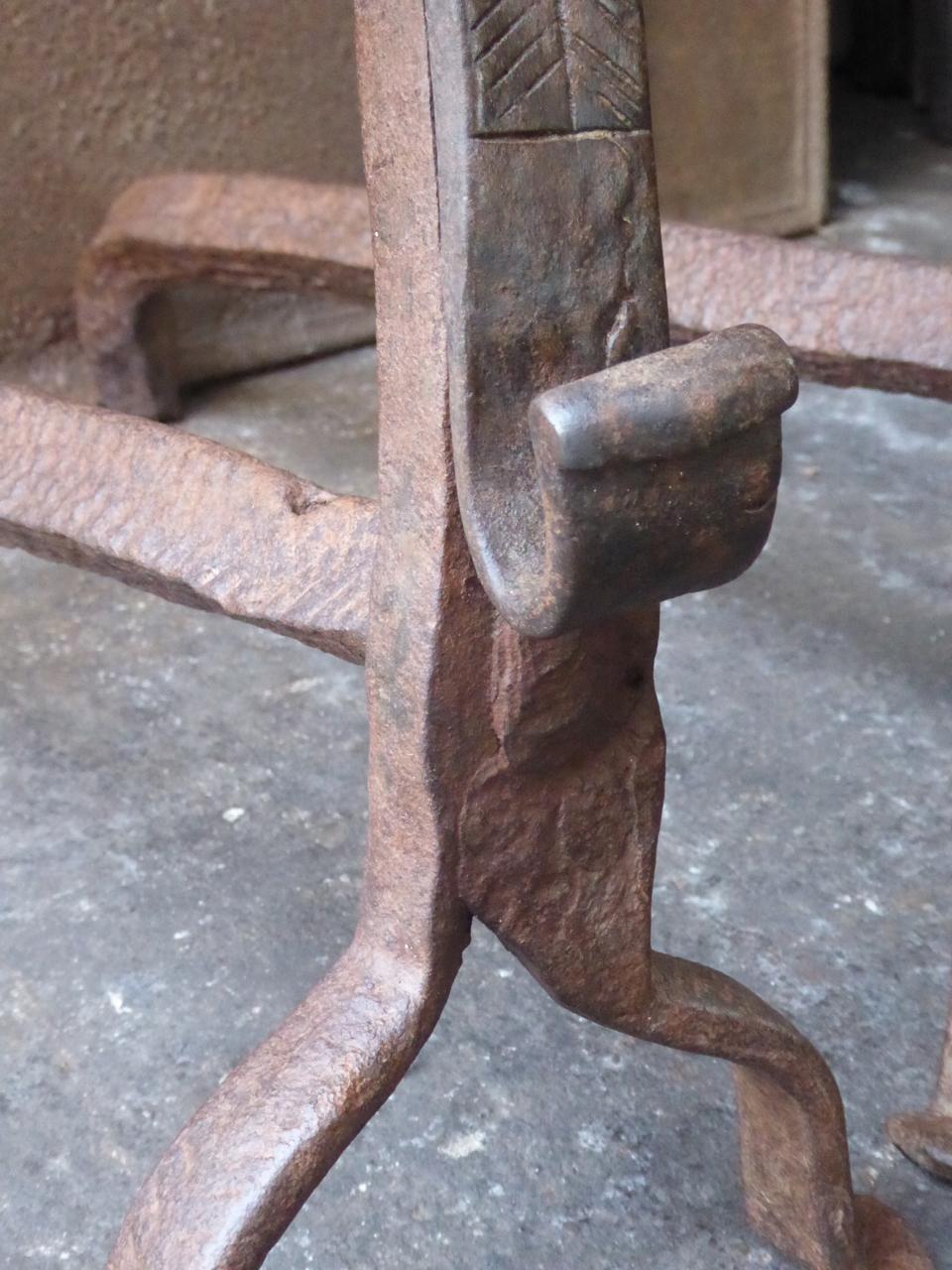17th Century Large Louis XIII Andirons, Firedogs For Sale 5