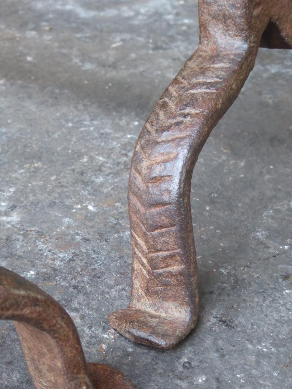 17th Century Large Louis XIII Andirons, Firedogs For Sale 6
