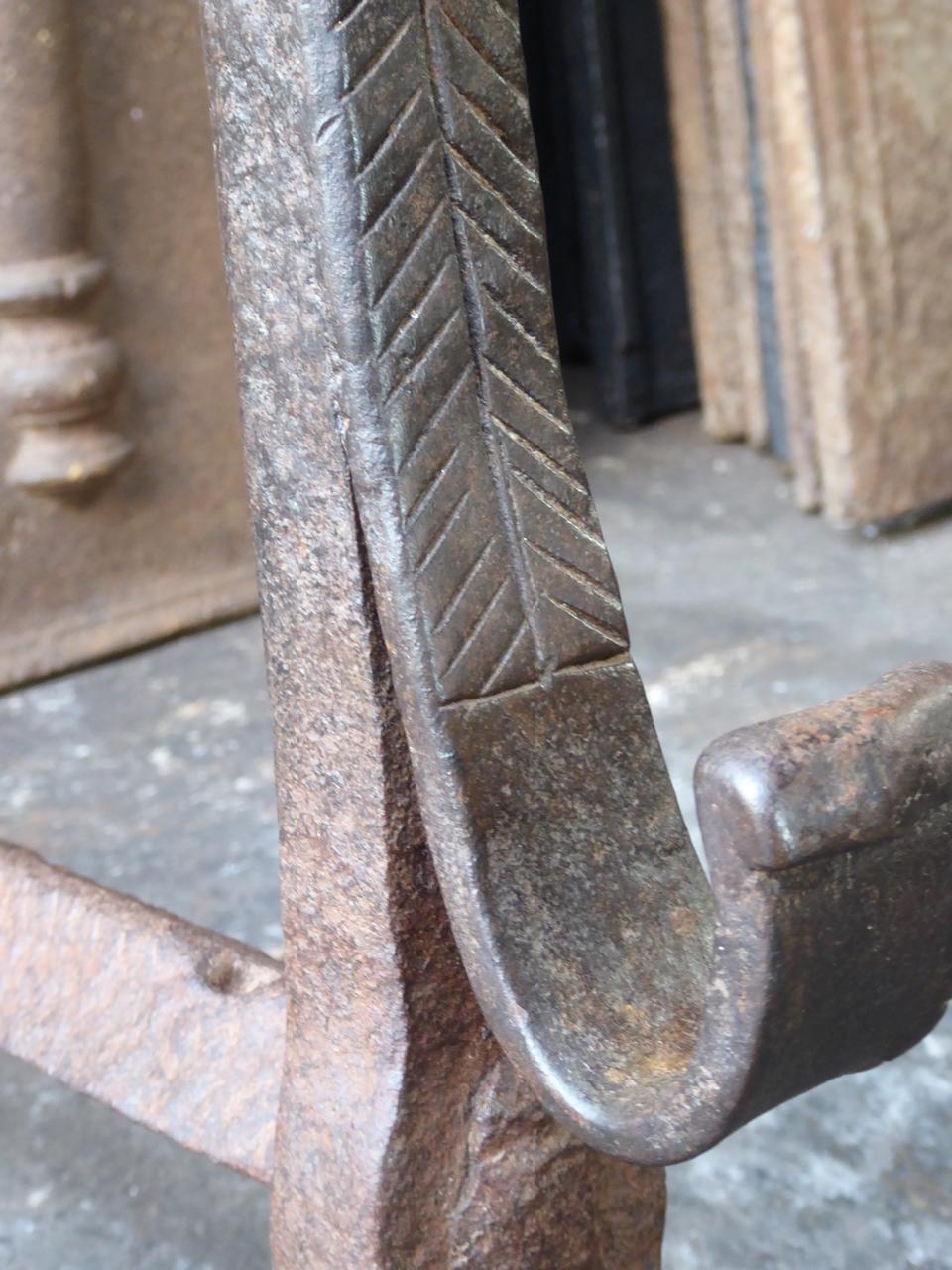 17th Century Large Louis XIII Andirons, Firedogs For Sale 7