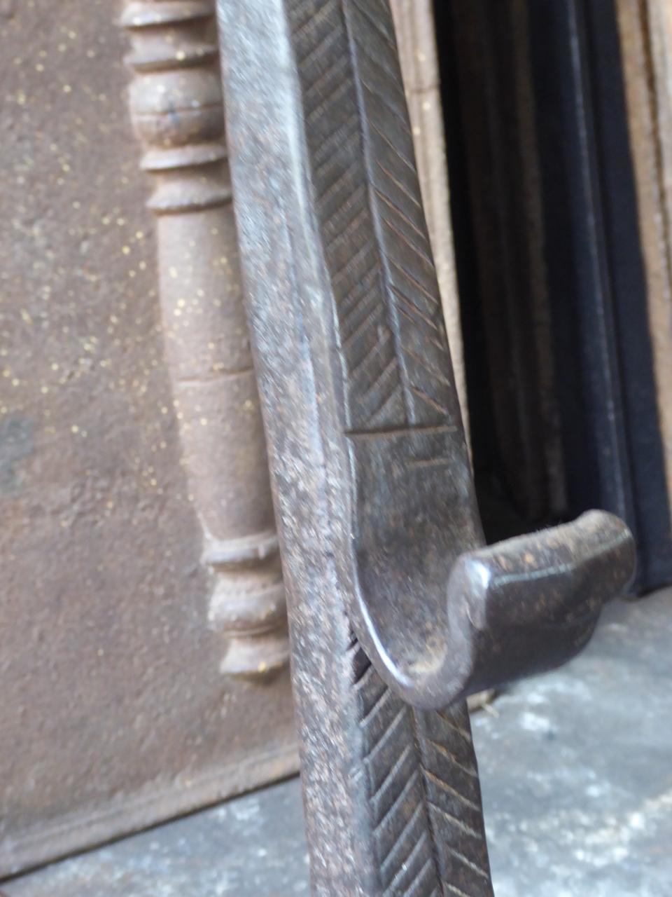 17th Century Large Louis XIII Andirons, Firedogs For Sale 8