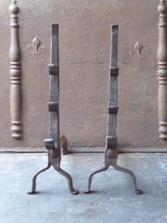 17th Century Large Louis XIII Andirons, Firedogs