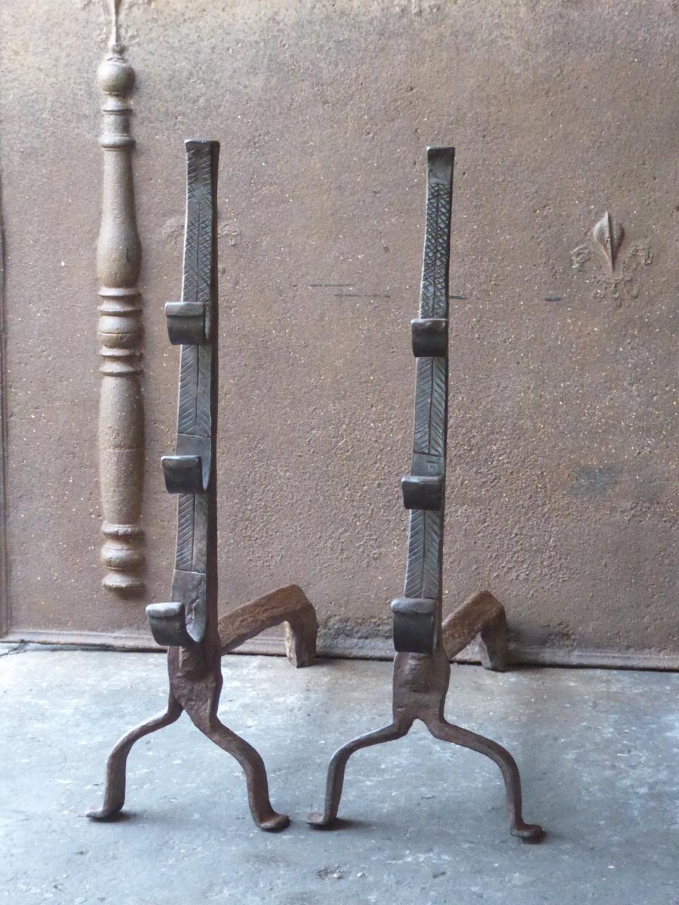 18th Century and Earlier 17th Century Large Louis XIII Andirons, Firedogs For Sale