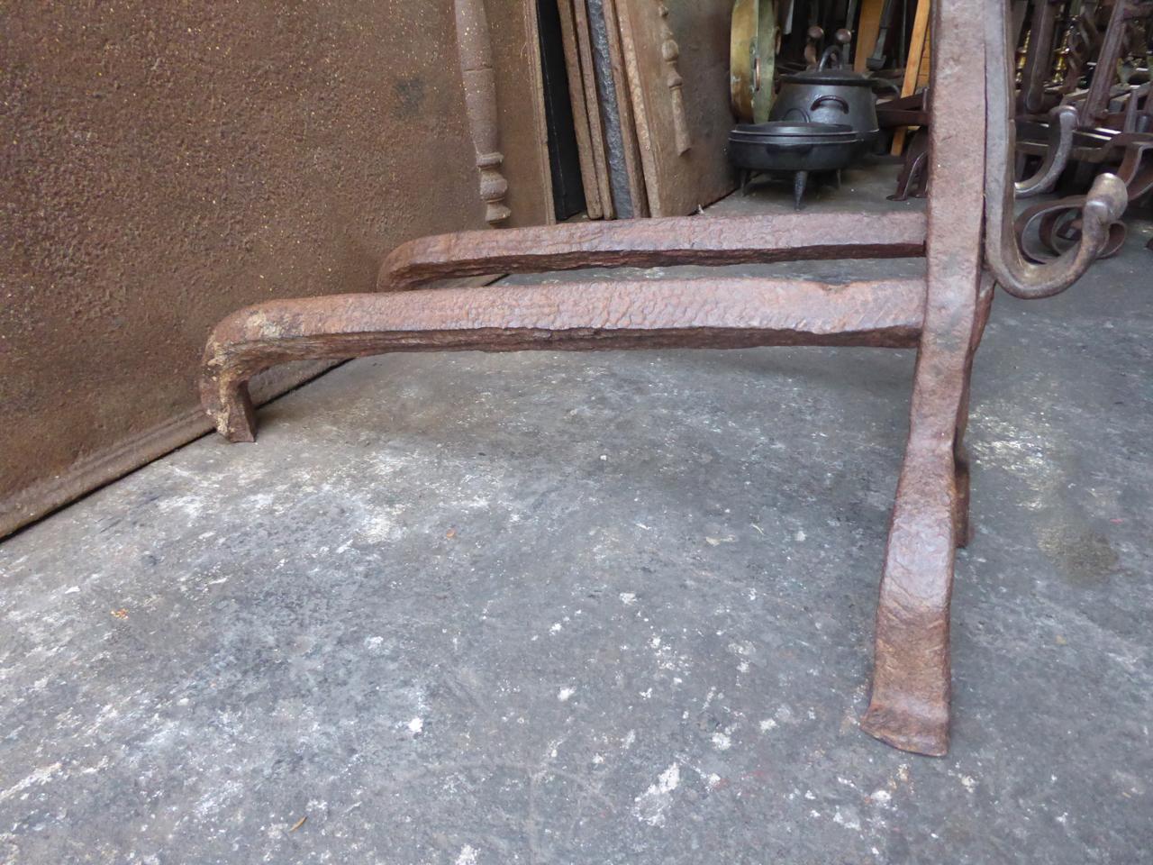 17th Century Large Louis XIII Andirons, Firedogs For Sale 1