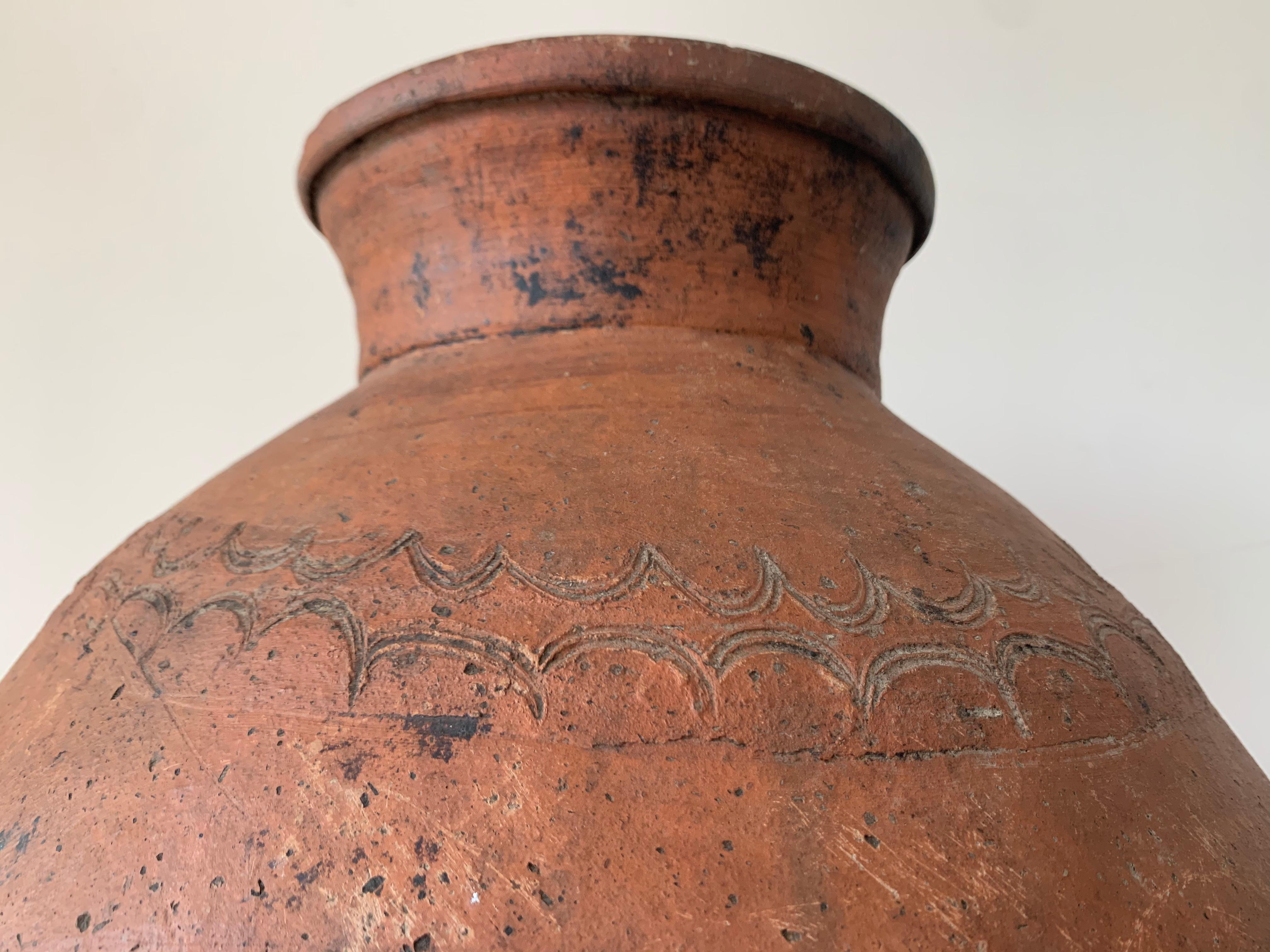 17th Century Large Red Terracotta Vessel, Vase, Planter with Low Tap In Good Condition For Sale In Miami, FL