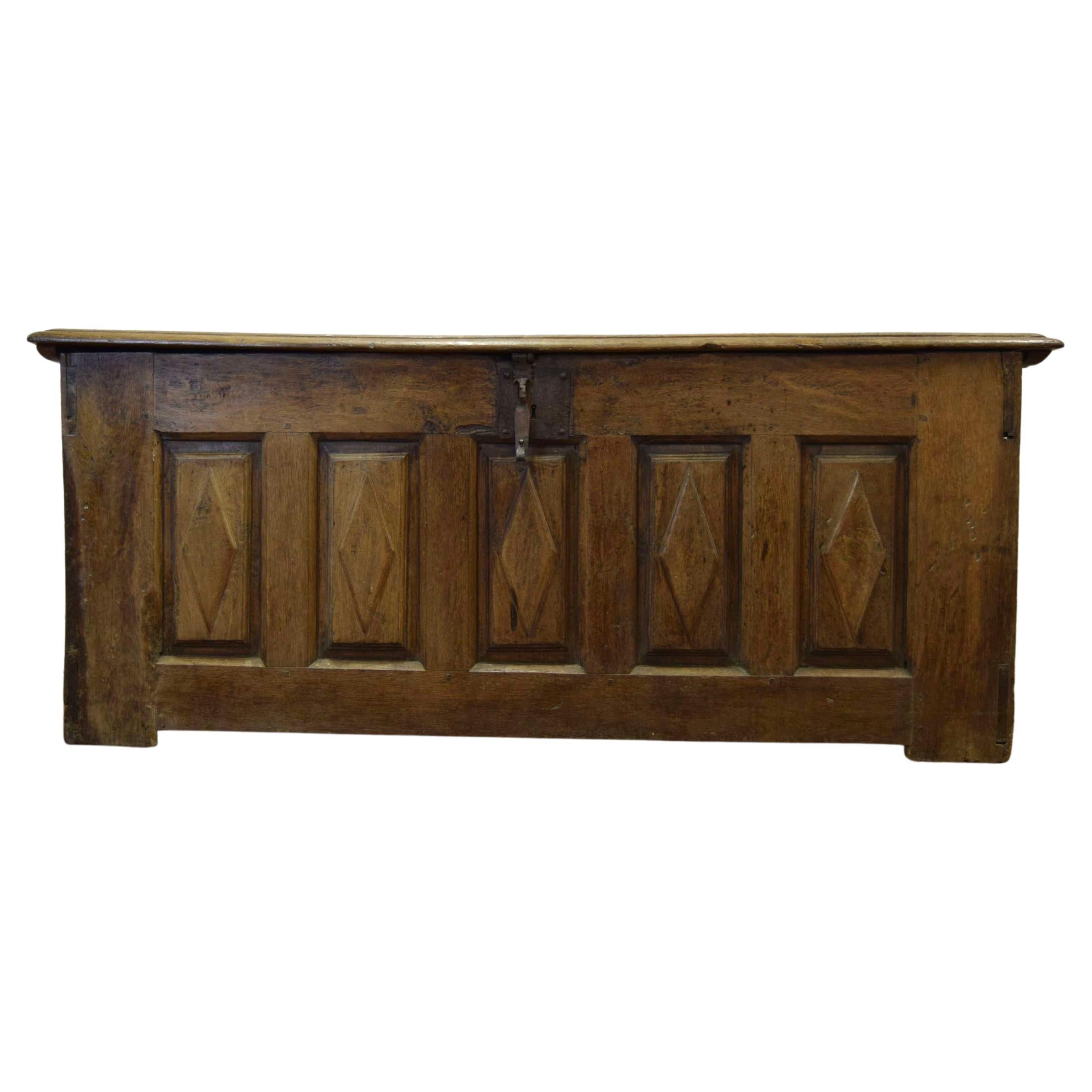 17th Century Large Scale English Oak Coffer For Sale