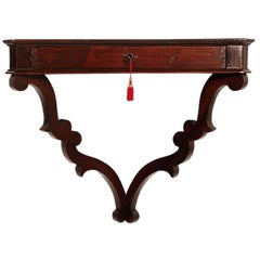 17th Century Large Tuscan Renaissance hanging Console in Walnut with Drawer