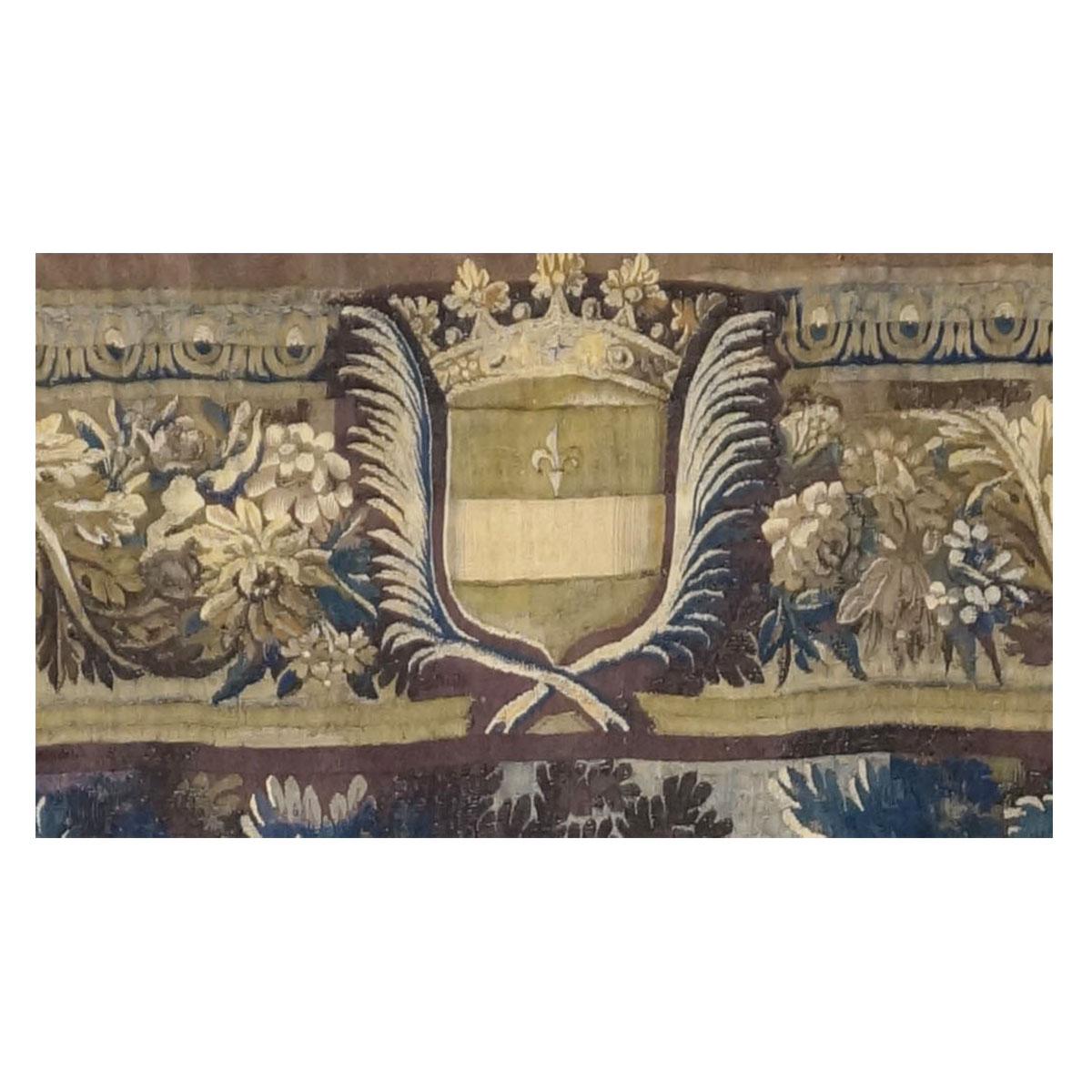 Hand-Woven 17th Century Large Wool & Silk English Baroque Garden Mortlake 10x13 Tapestry For Sale