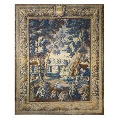 Used 17th Century Large Wool & Silk English Baroque Garden Mortlake 10x13 Tapestry