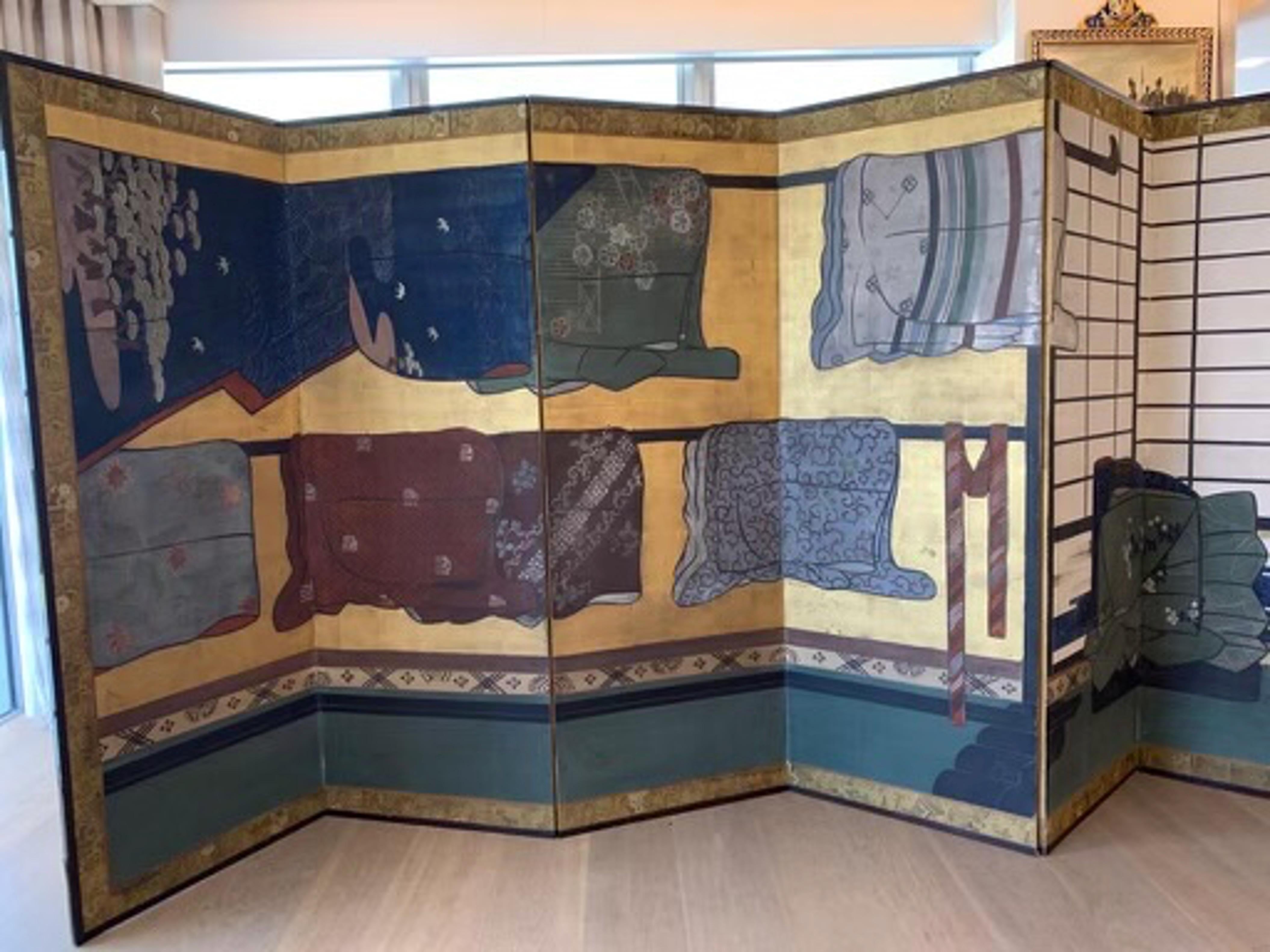 17th Century 'Late 1600s', Japanese Edo Period 12-Panel Folding Screen Painted 12