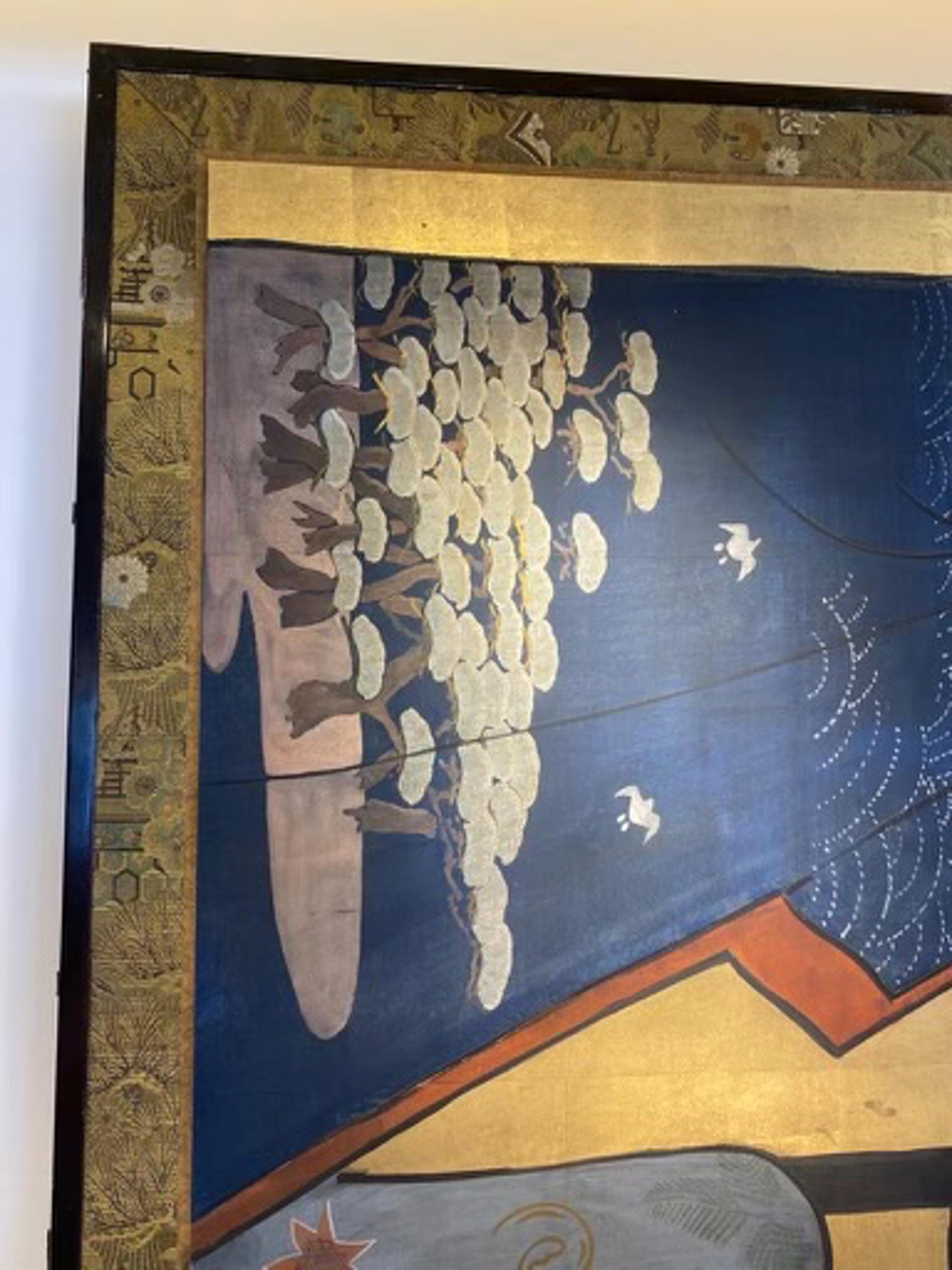 17. Jahrhundert 'Ende 1600', japanische Edo-Periode 12-Panel-Faltwand gemalt 2
