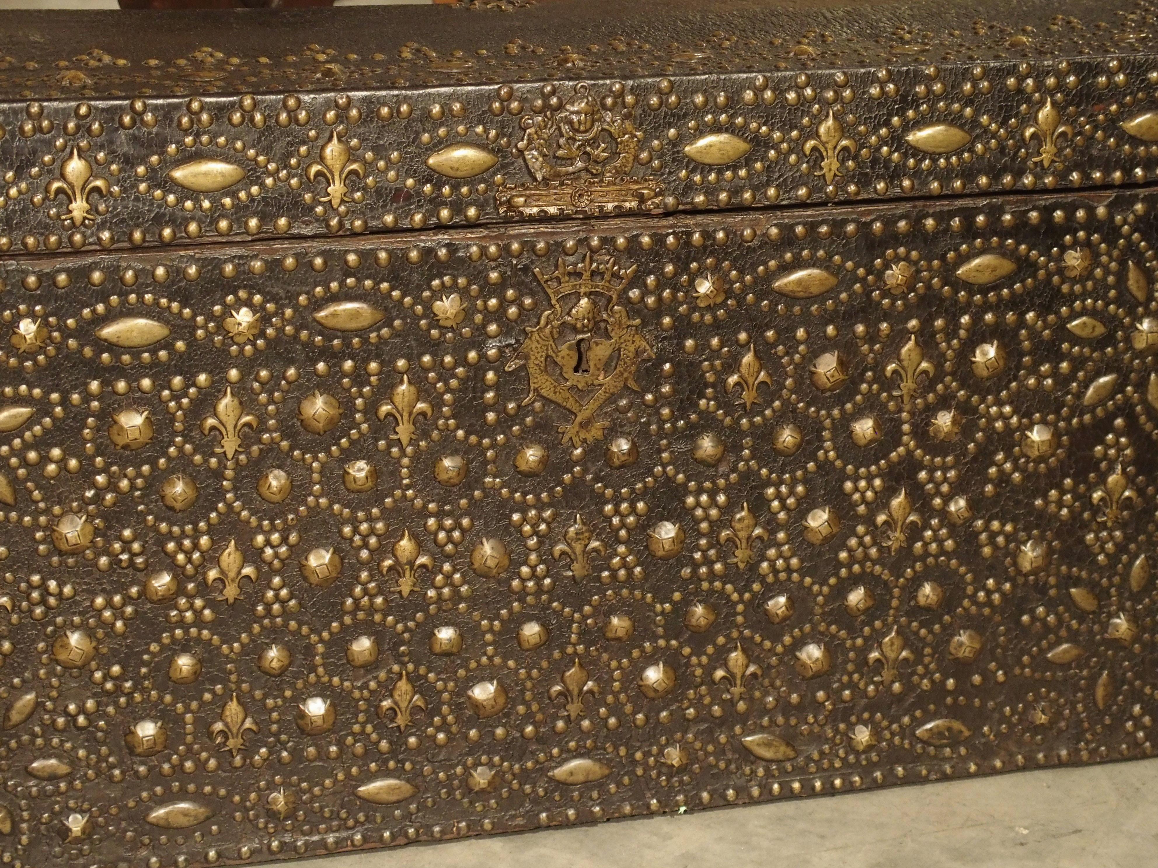 Trunks are one of the oldest types of furniture in existence today. They date back many centuries and come in various shapes and styles. This leather and brass trunk, known as a malle, has some spectacular features that make it a unique find among