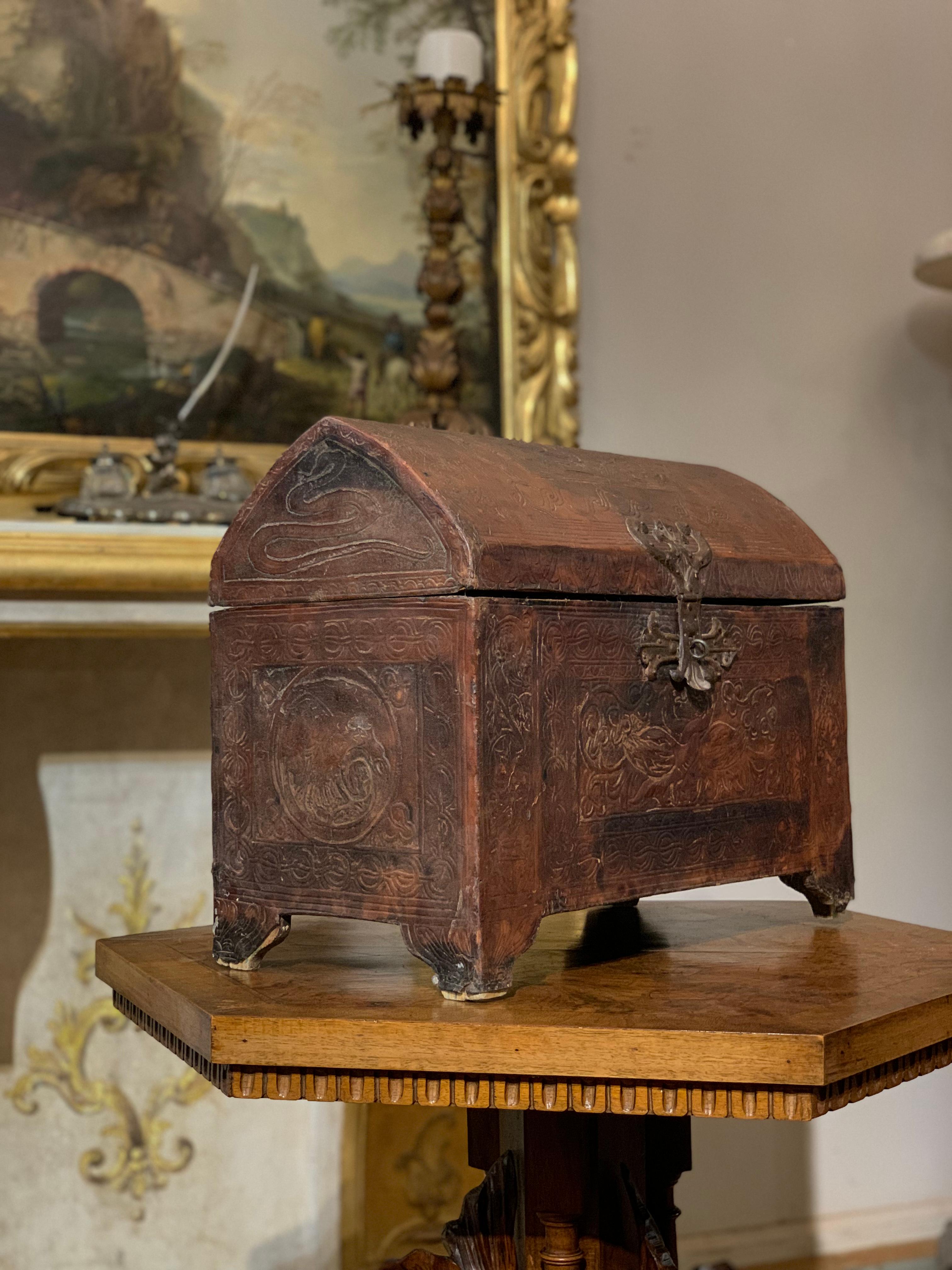Italian 17th CENTURY LEATHER CANDLE CASE For Sale