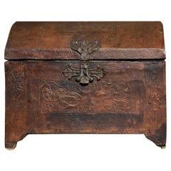 Antique 17th CENTURY LEATHER CANDLE CASE