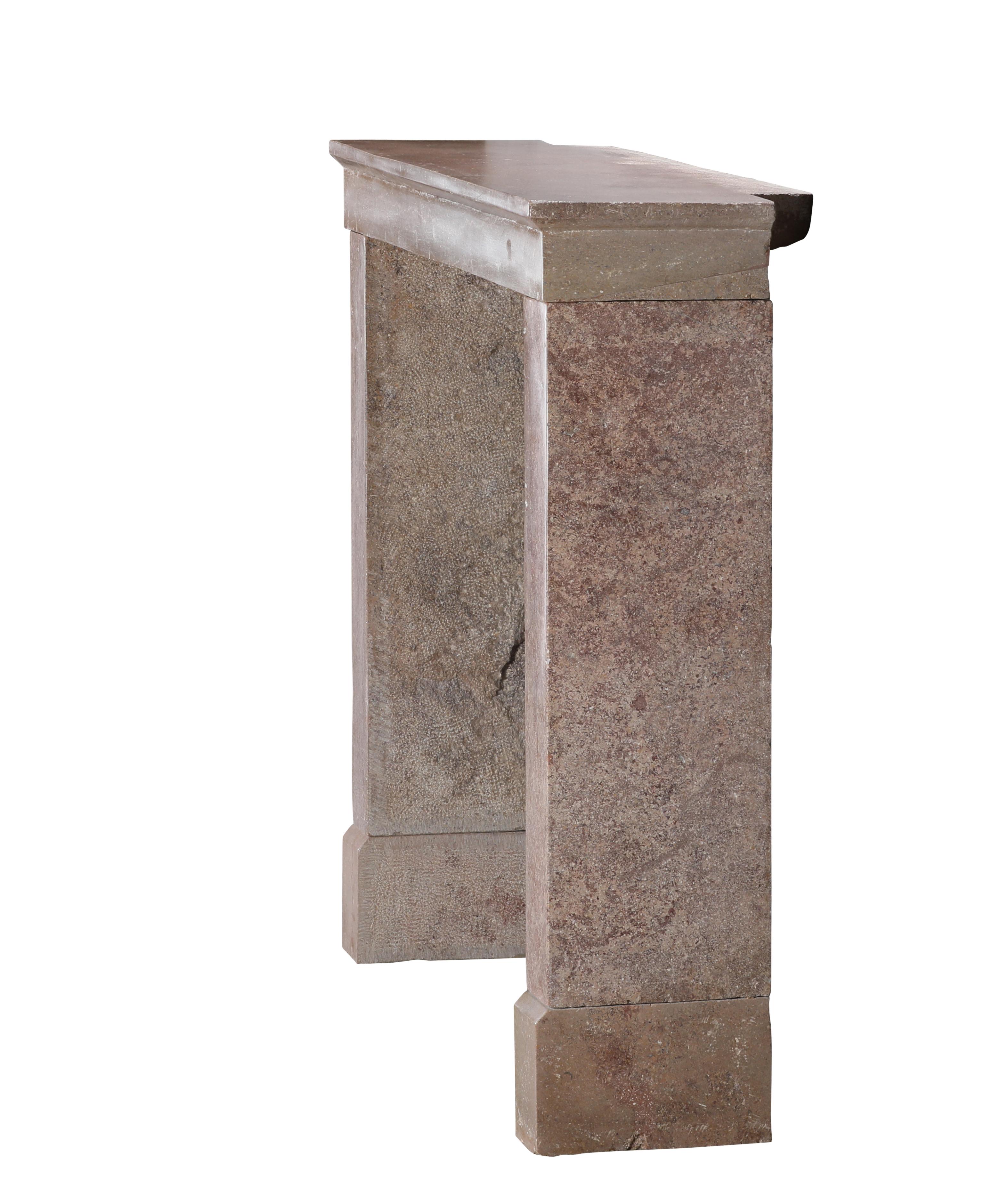 17th Century Light Red Stone Fireplace In Timeless Rustic Style For Sale 5