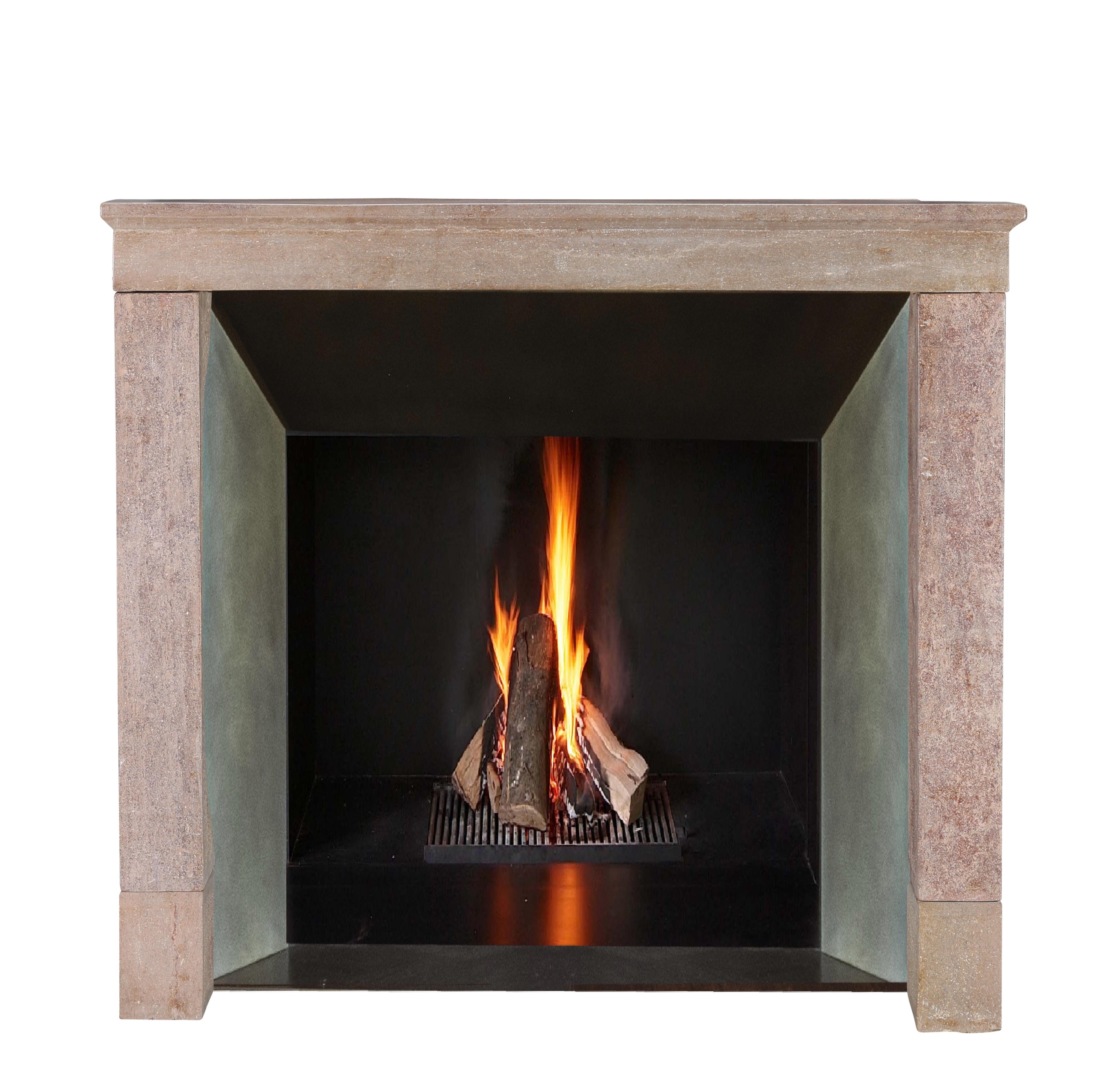 17th Century Light Red Stone Fireplace In Timeless Rustic Style For Sale 6