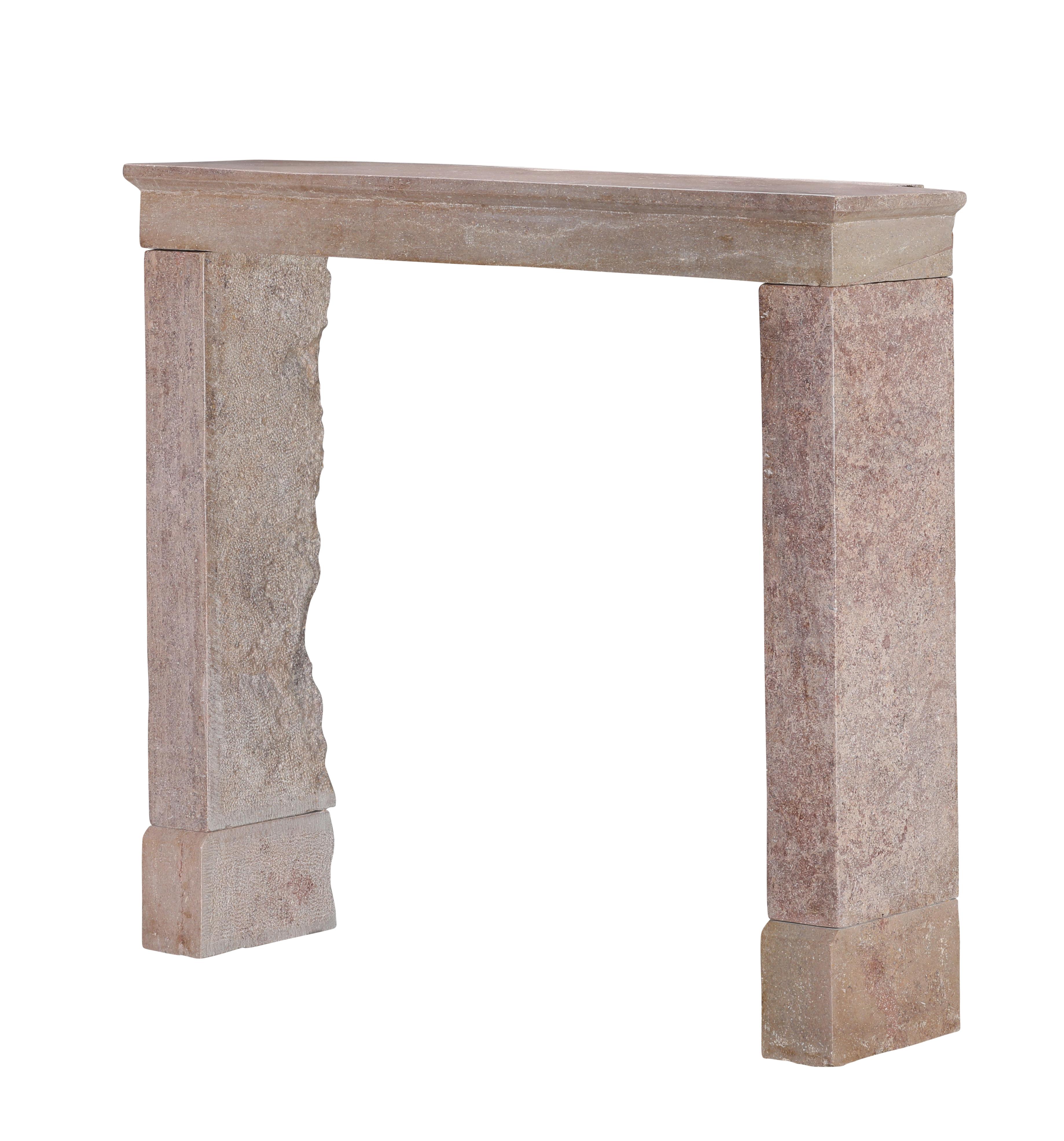 17th Century Light Red Stone Fireplace In Timeless Rustic Style For Sale 7