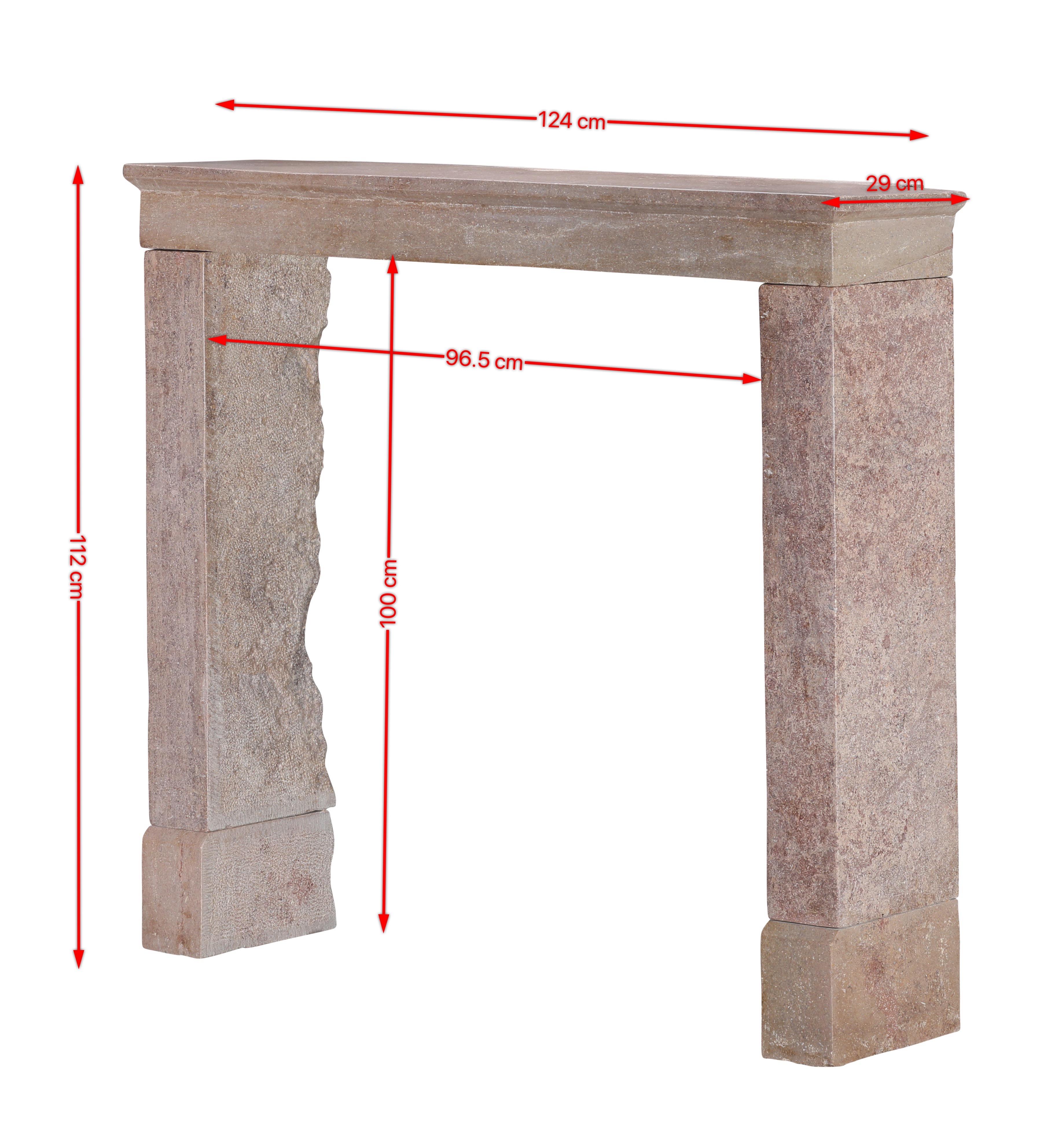 Louis XIII 17th Century Light Red Stone Fireplace In Timeless Rustic Style For Sale