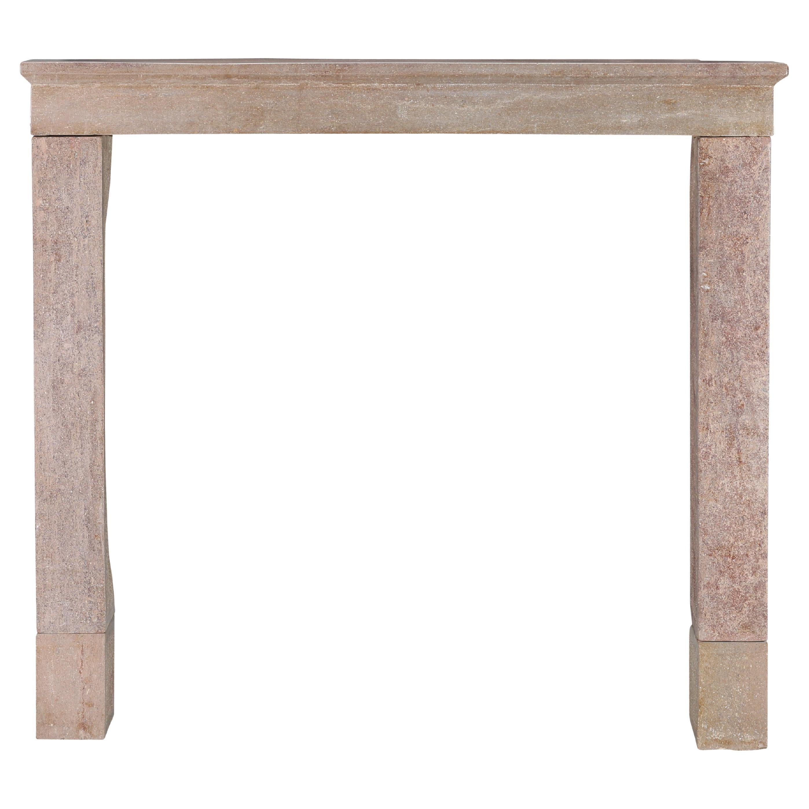17th Century Light Red Stone Fireplace In Timeless Rustic Style For Sale
