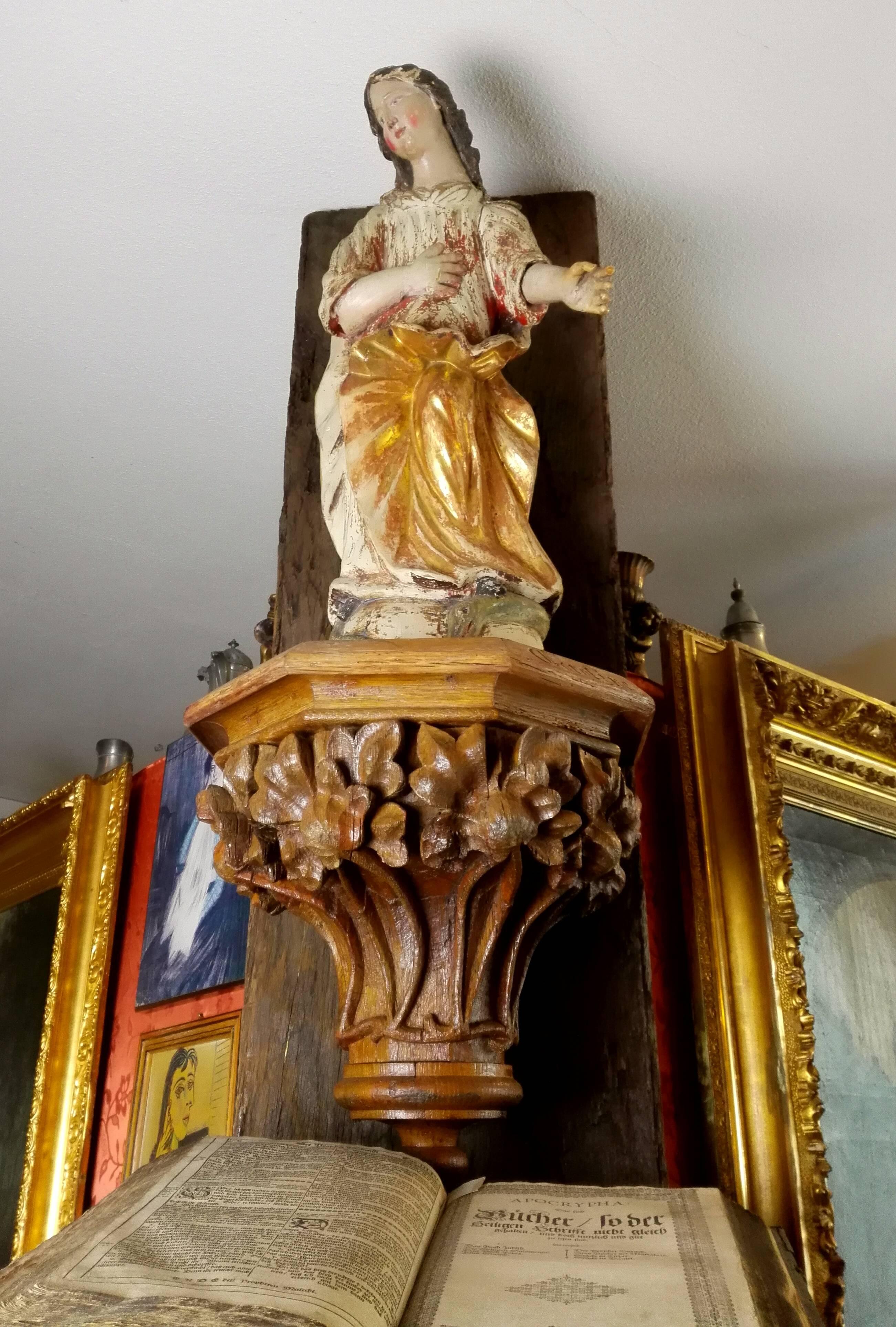Baroque 17th Century Lime Wood Madonna Immaculata in Manner of Tilman Riemenschneider For Sale