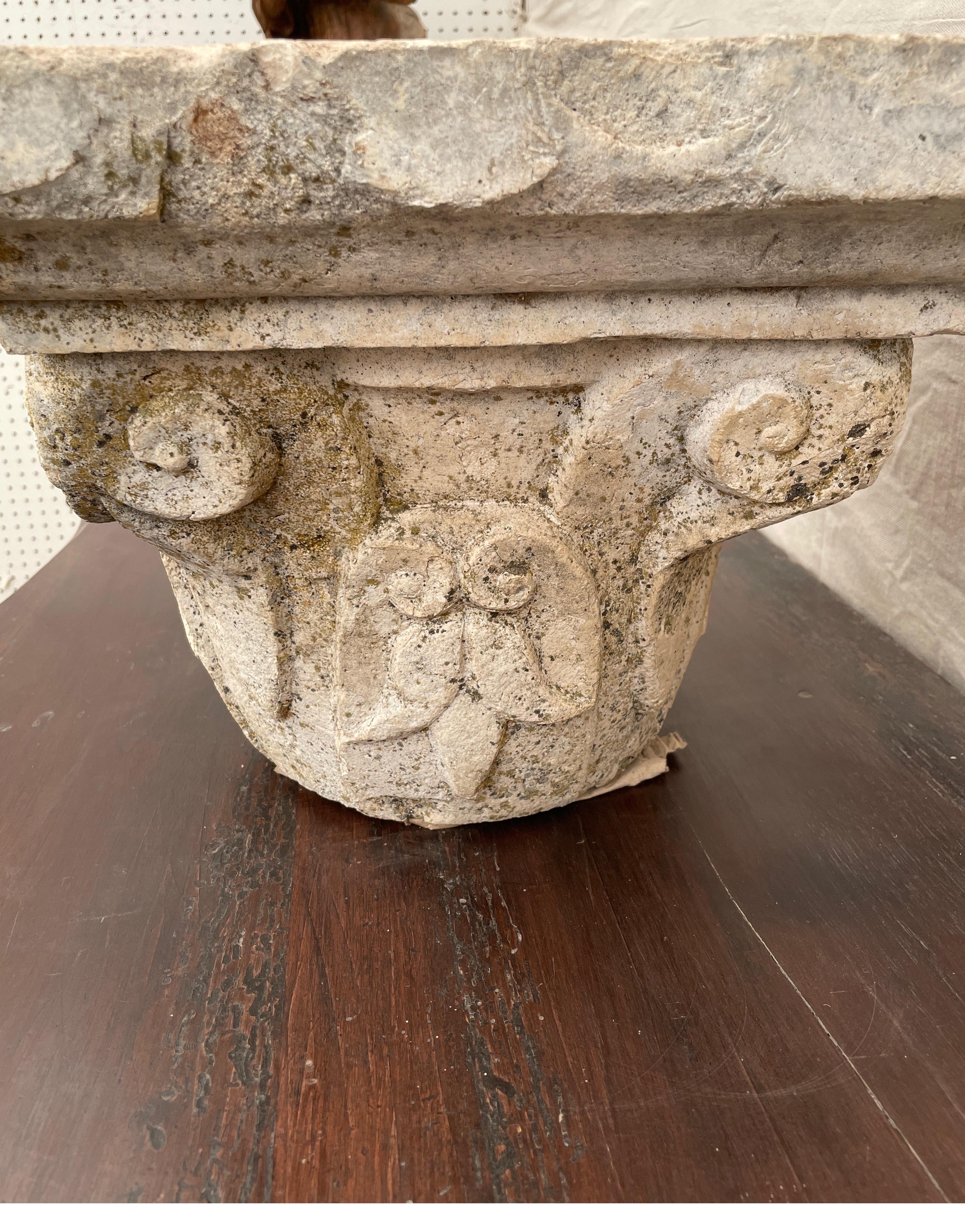 Spanish 17th Century Limestone Capital from Seville Spain For Sale