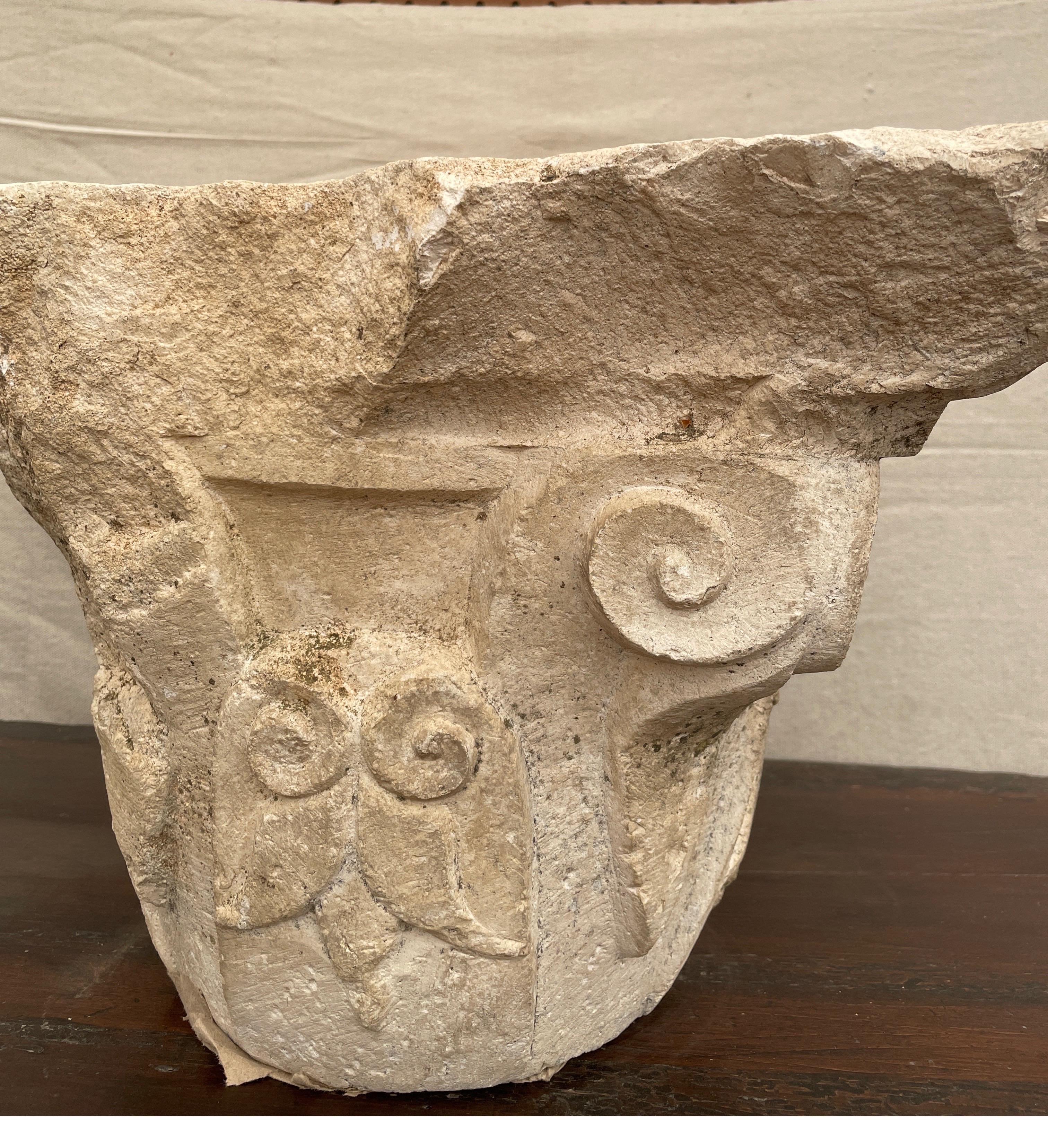 17th Century Limestone Capital from Seville Spain For Sale 1