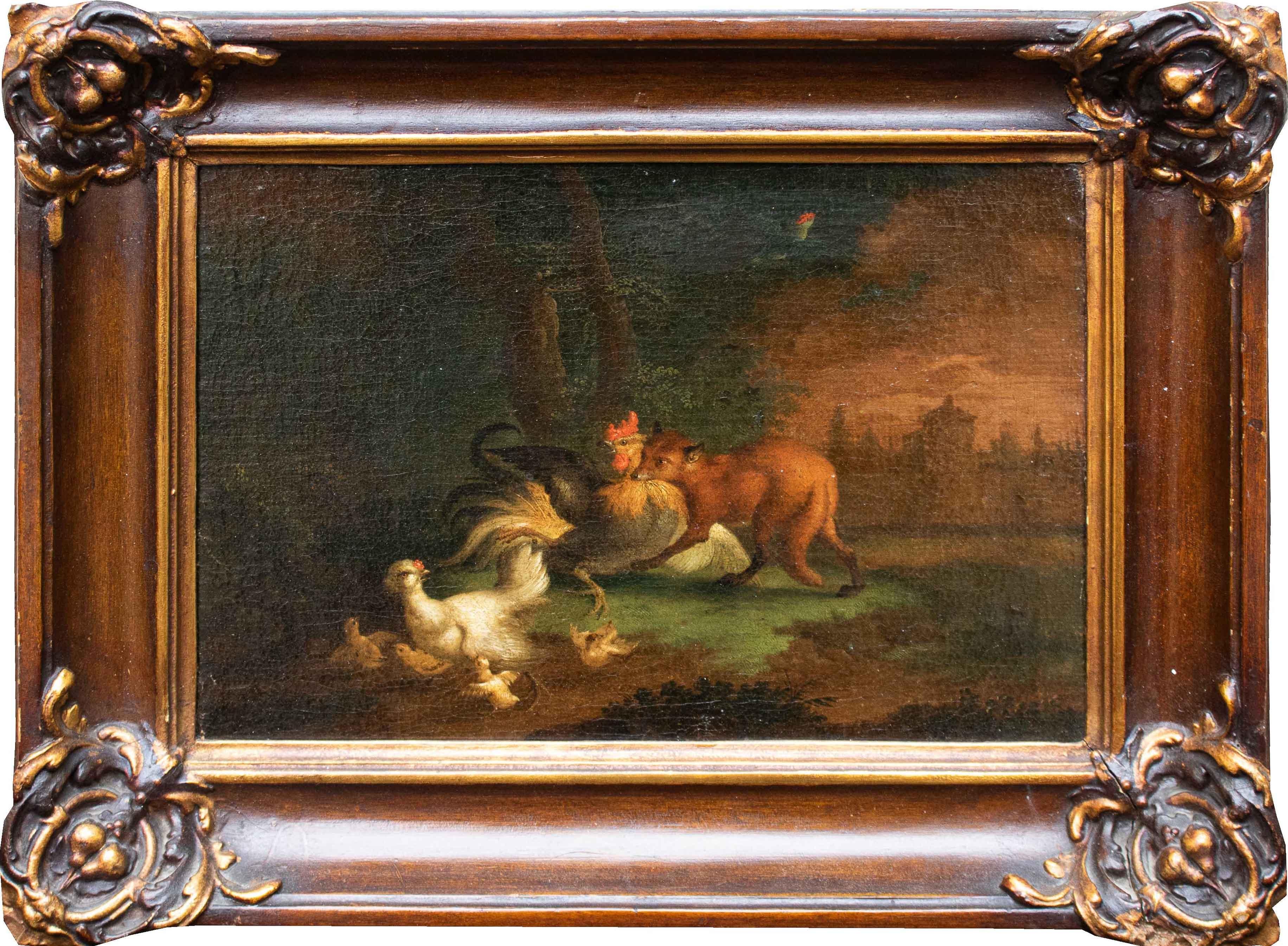Oiled 17th Century Live Nature Pair of Paintings Oil on Canvas Flemish School For Sale