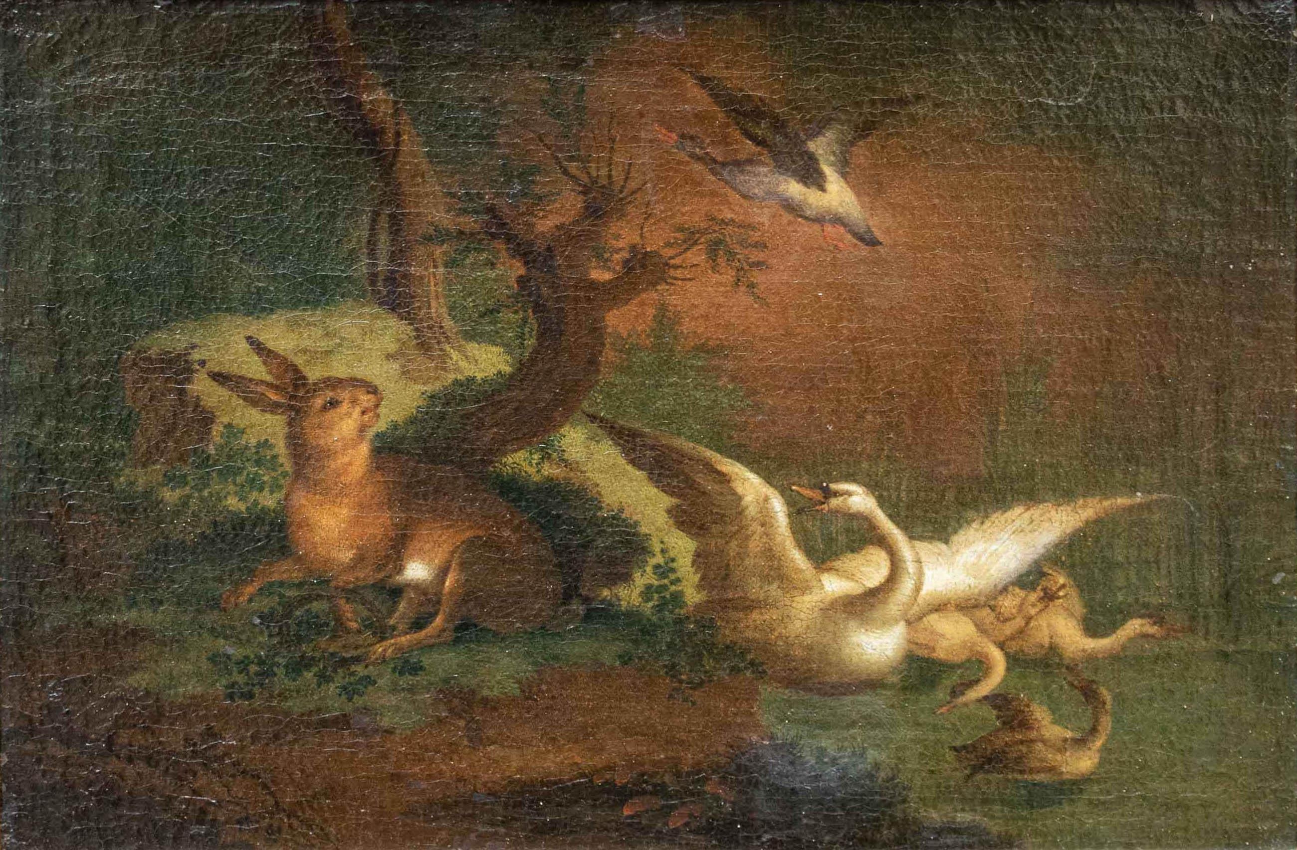17. Jahrhundert Live Nature Paar Gemälde Öl auf Leinwand Flemish School im Angebot 1
