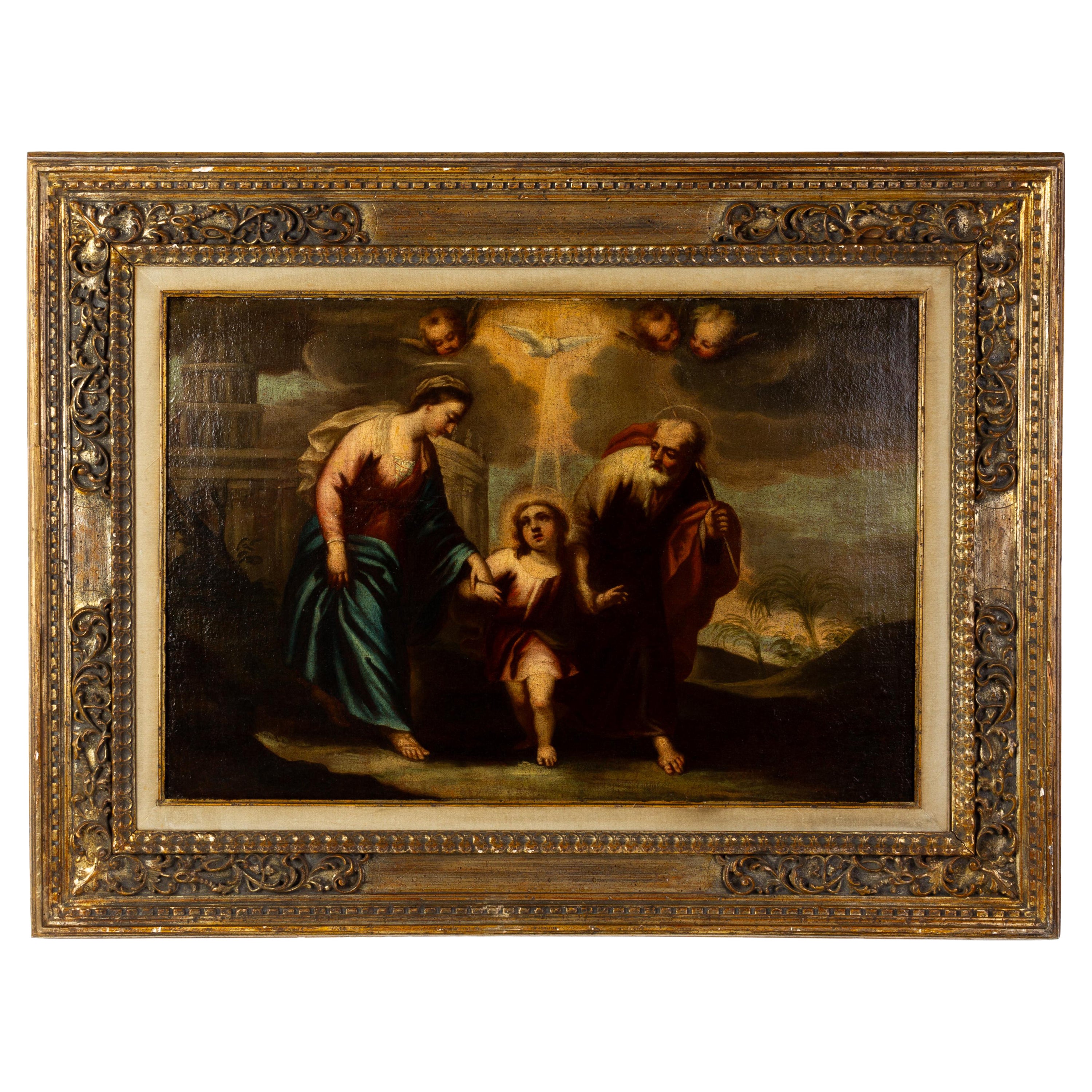 Peinture à l'huile du maître lombard du 17ème siècle - Vol vers l'Égypte